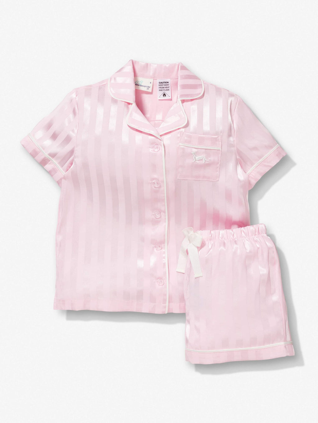 Jnr Girls Pink Stripe Satin Pj Set Pink image 2