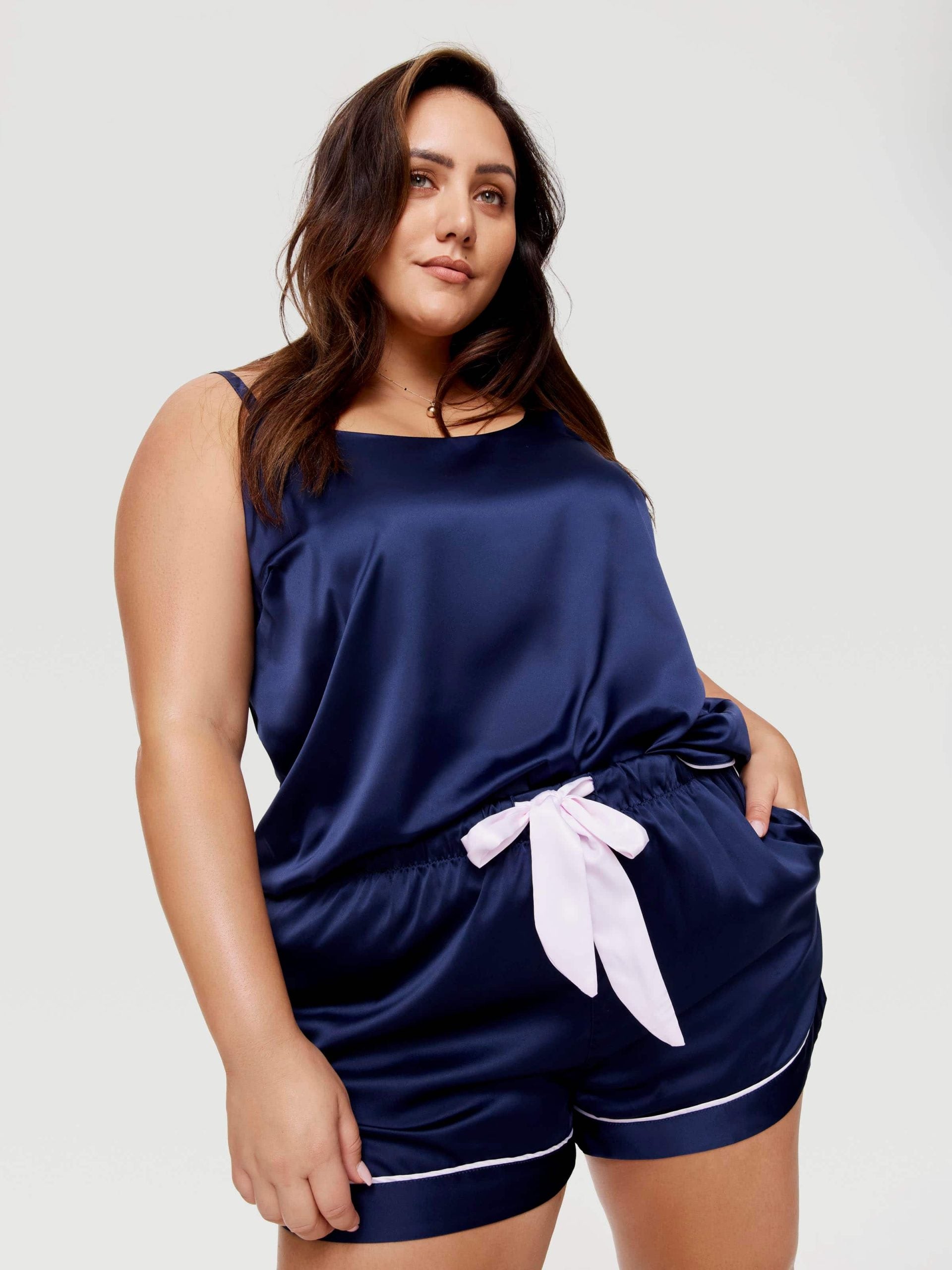 P.A. Plus Tux Luxe Satin Short Navy image 1