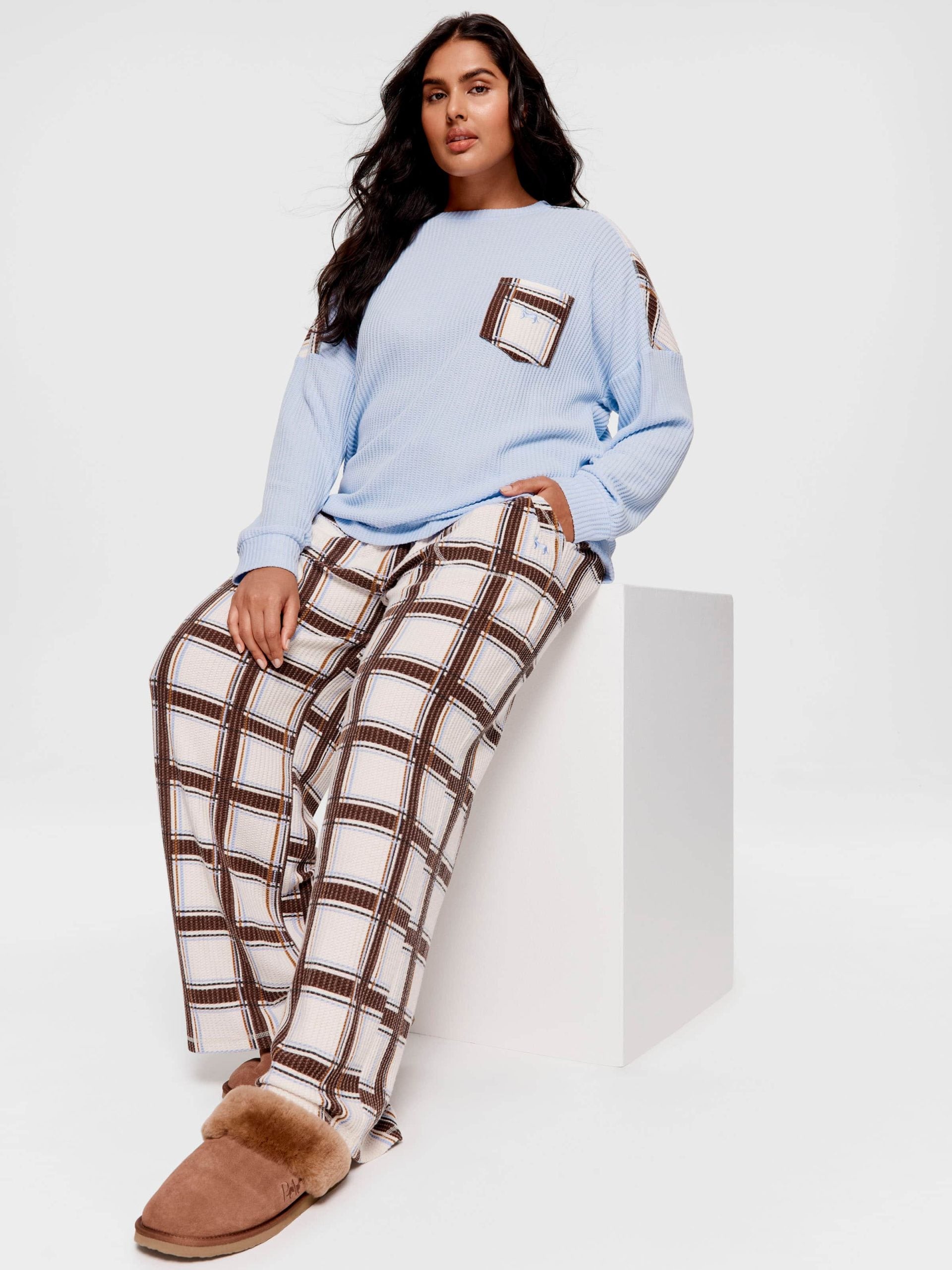 P.A. Plus Check Waffle Wide Leg Pj Pant Multi image 0