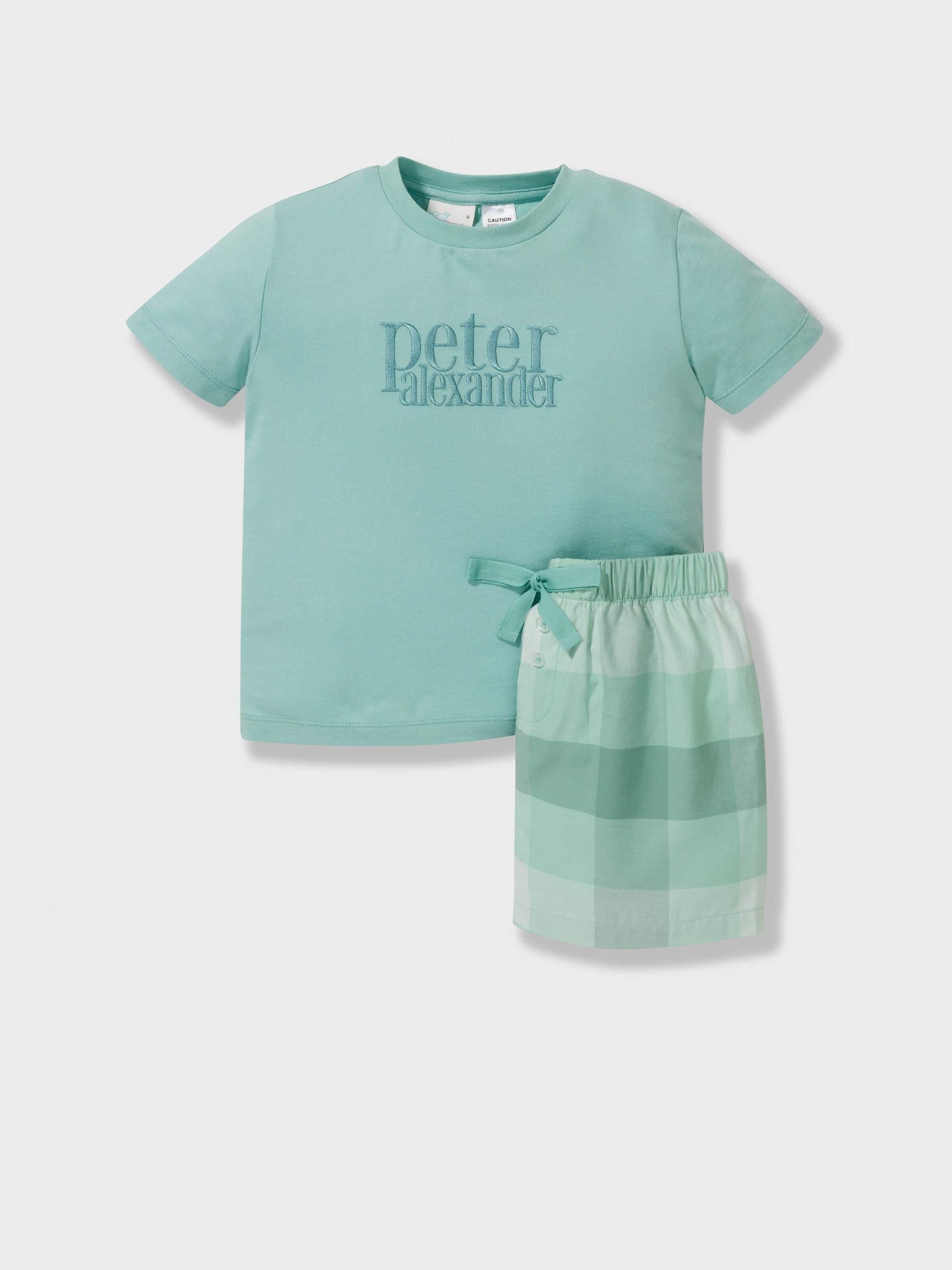 Jnr Boys Heritage Check Short Pj Set green image 0