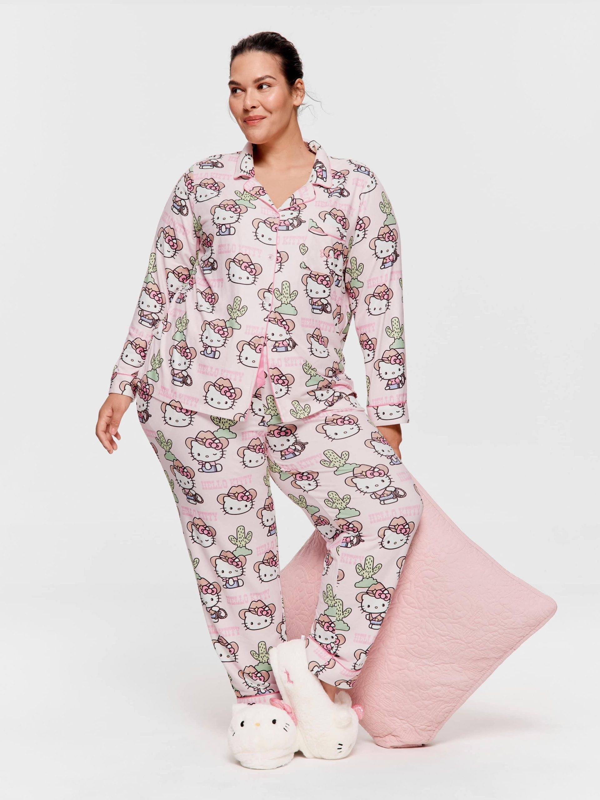 P.A. Plus Howdy Hello Kitty Plush Classic Pj Set Multi image 0