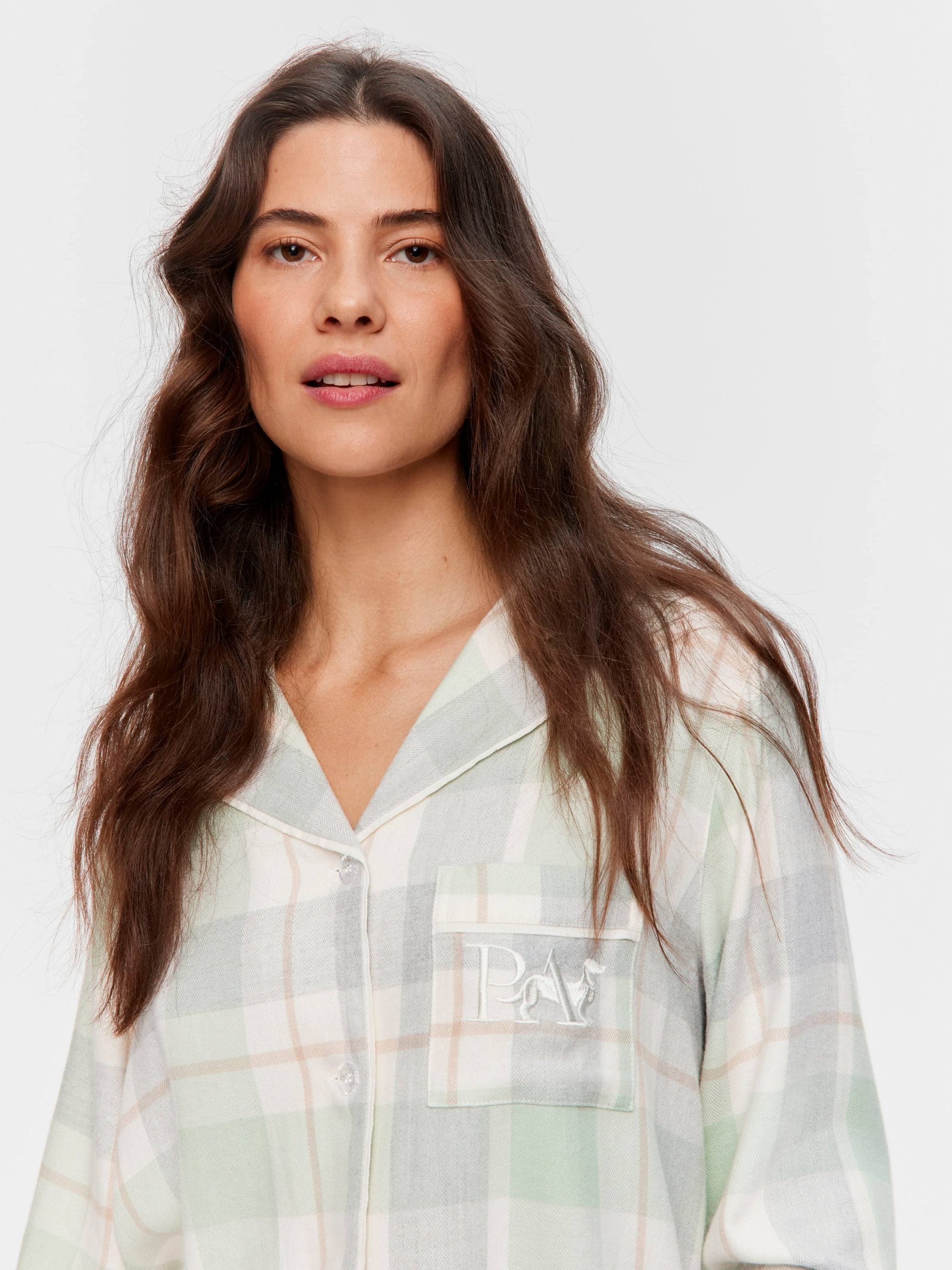Mint Check Bamboo Flannelette Classic Pj Set multi image 2