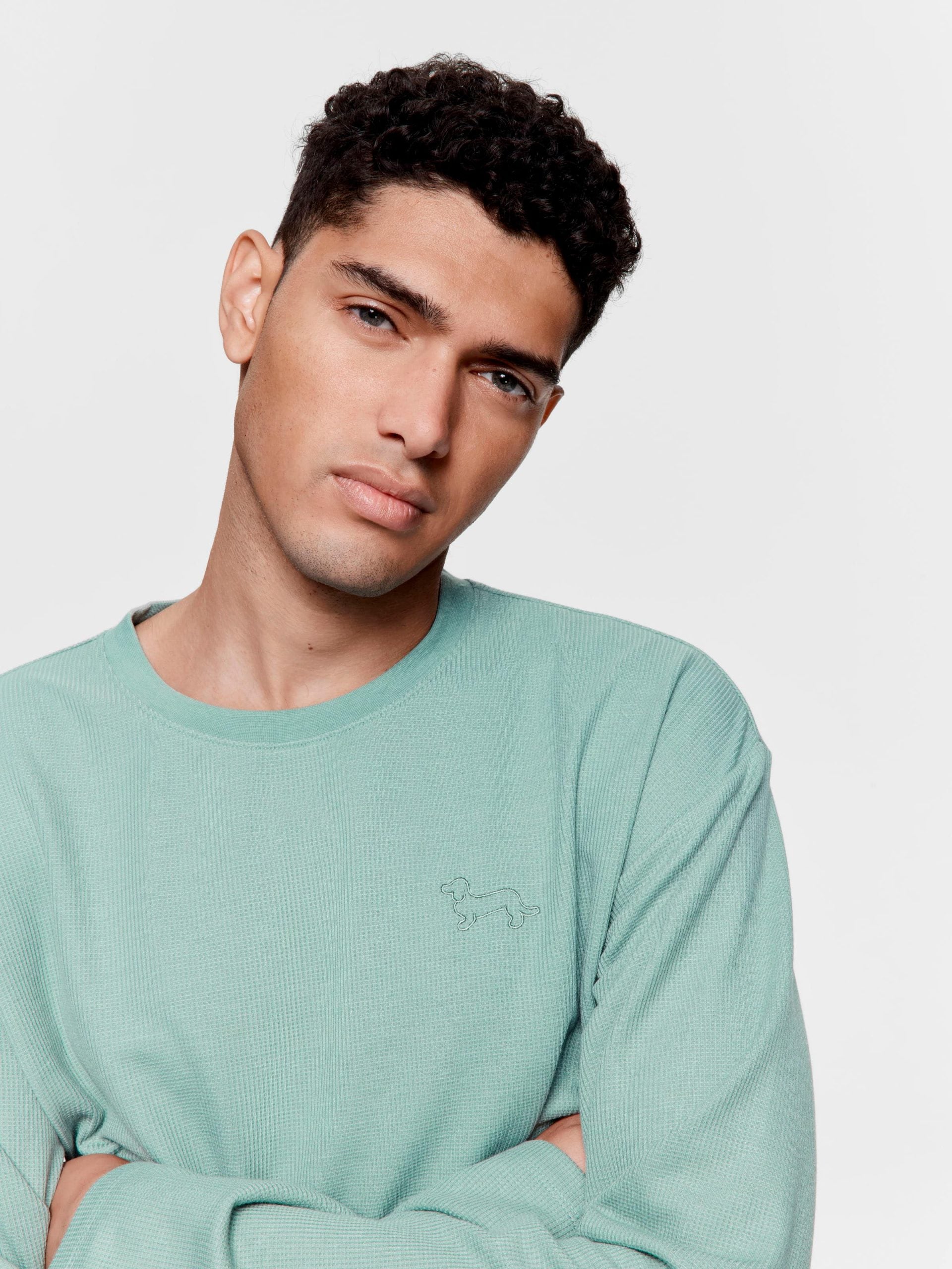 Sage Waffle Long Sleeve Top sage image 0