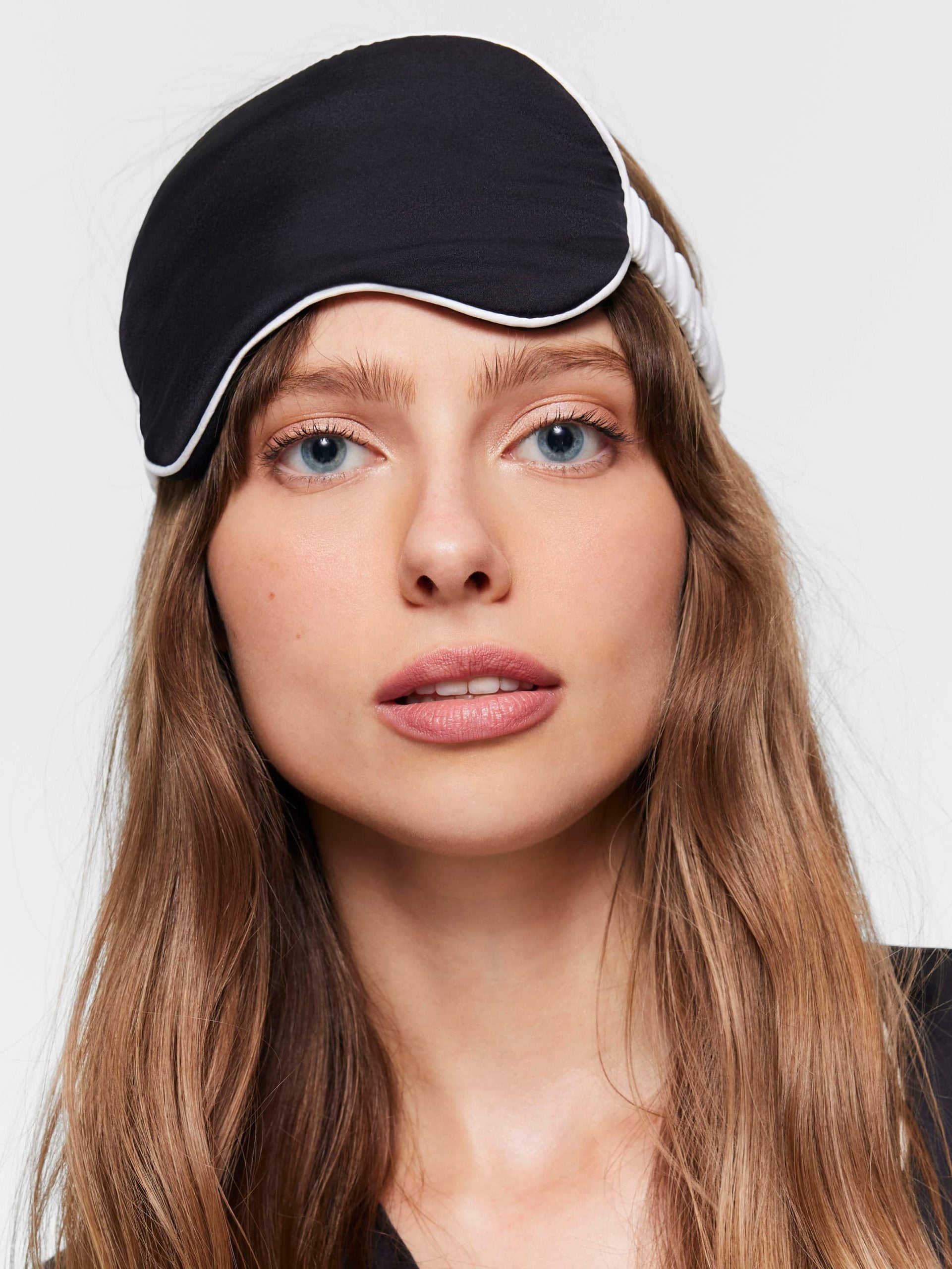 Black Satin Eye Mask black image 1