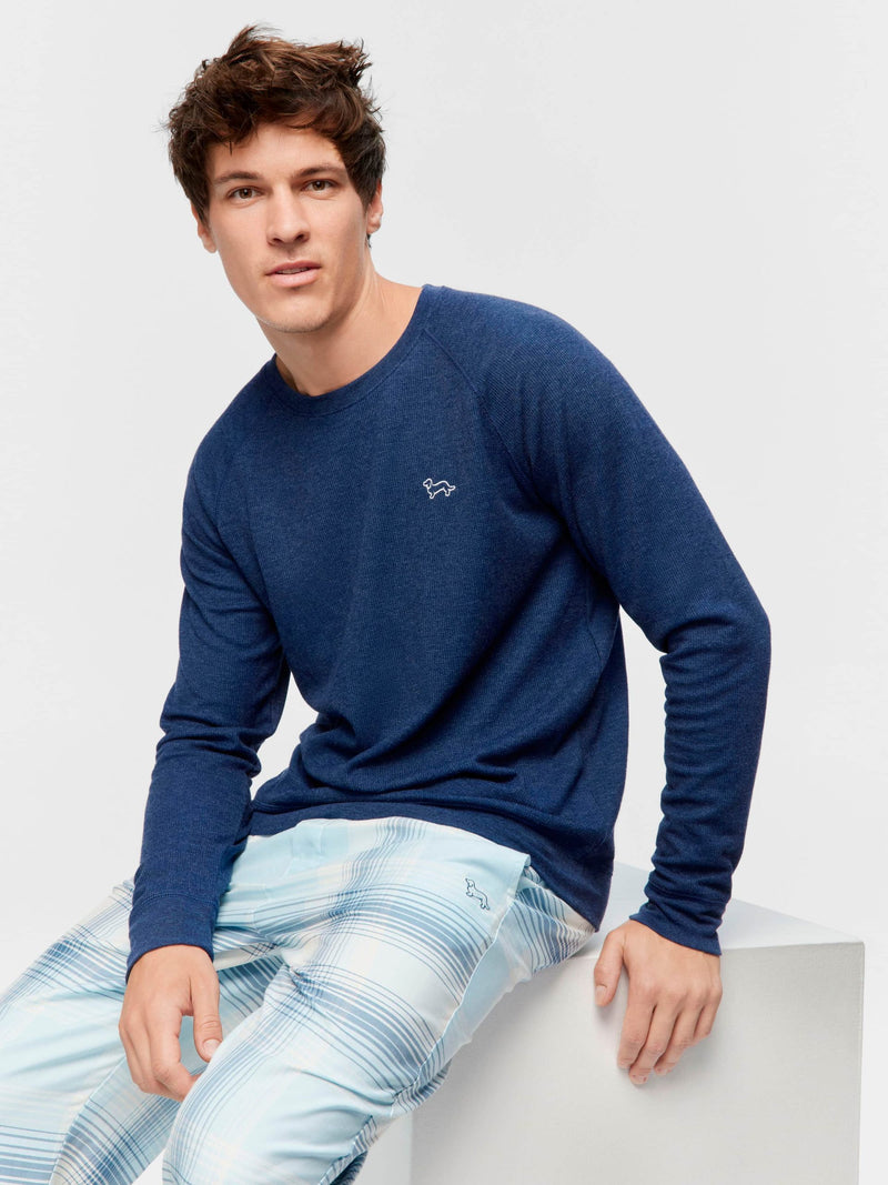 Navy Waffle Long Sleeve Top navy image 0