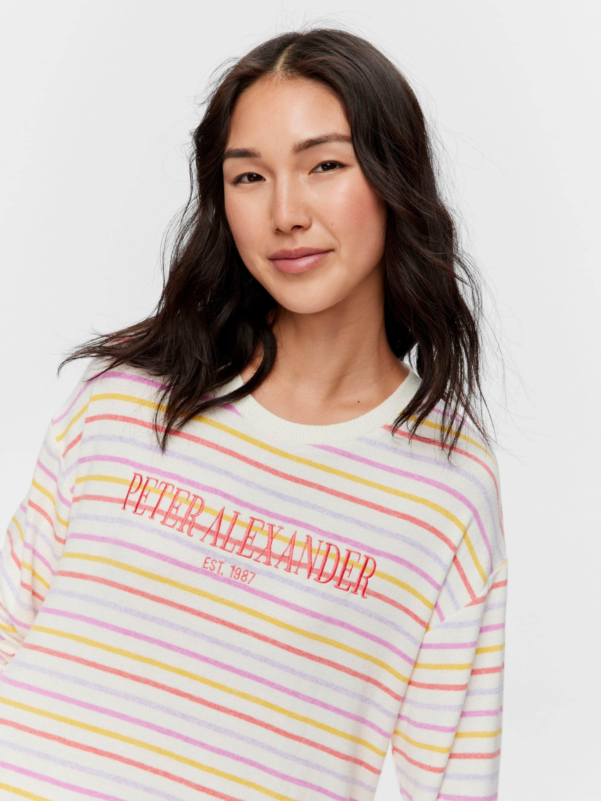 Fuzzy Colourful Stripe Long Sleeve Nightie multi image 1