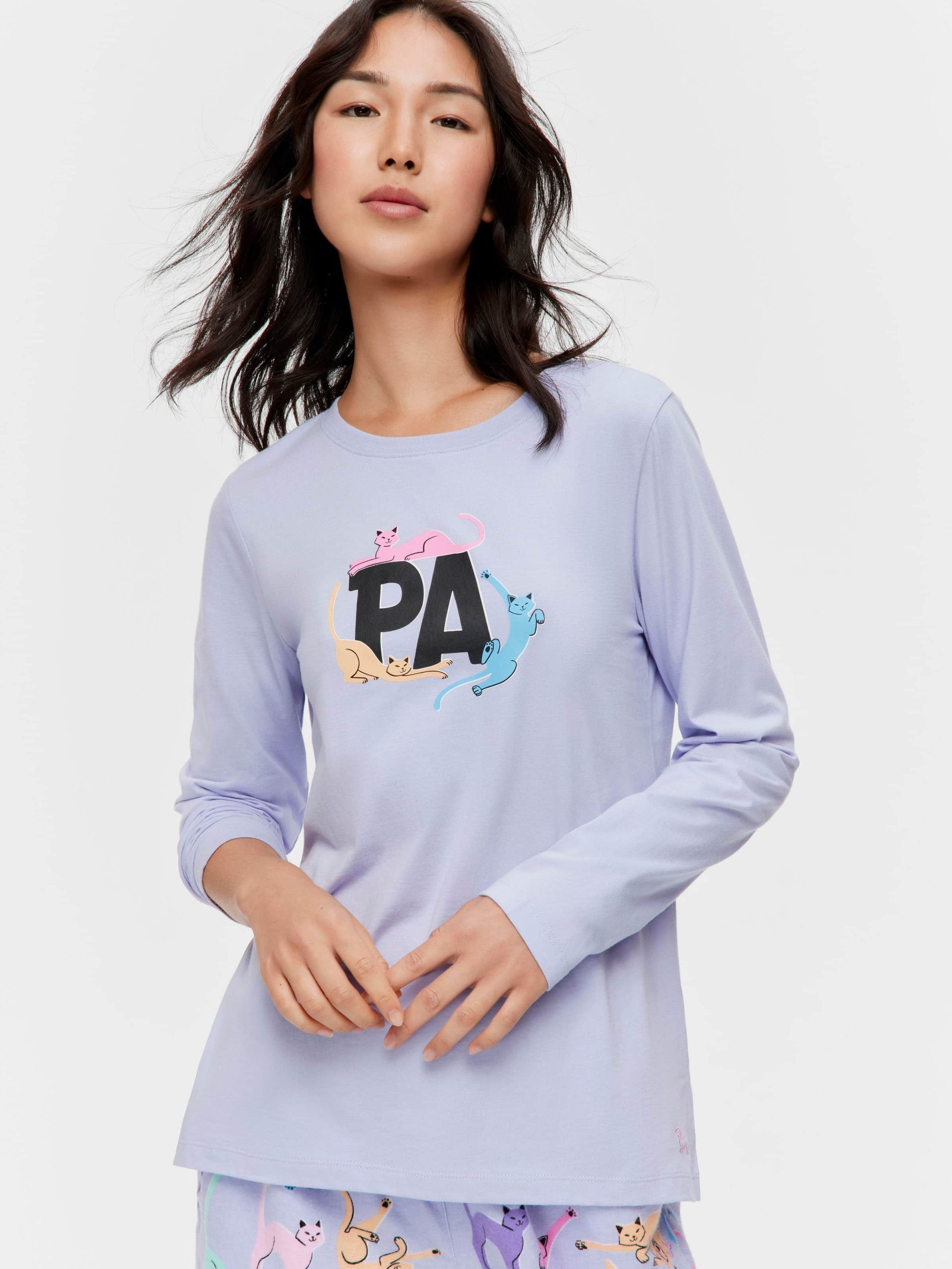 Playful Cats Long Sleeve Top purple image 1