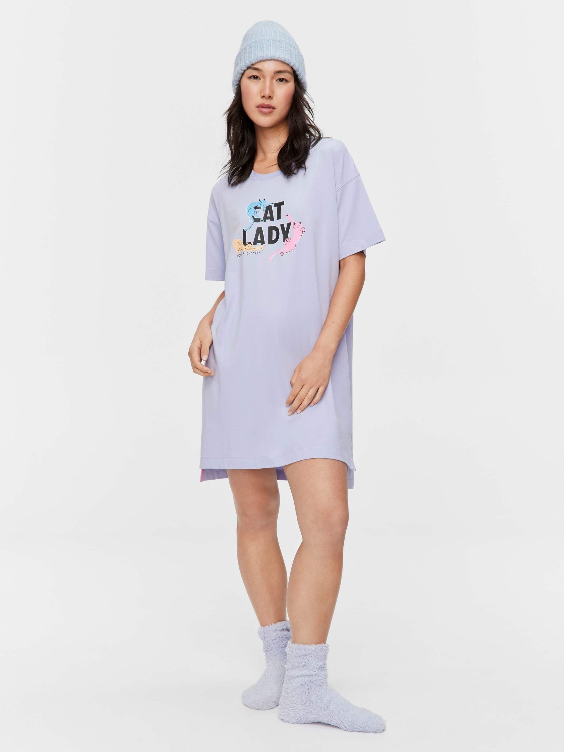 Lilac Cat Lady Sleep Tee multi image 0