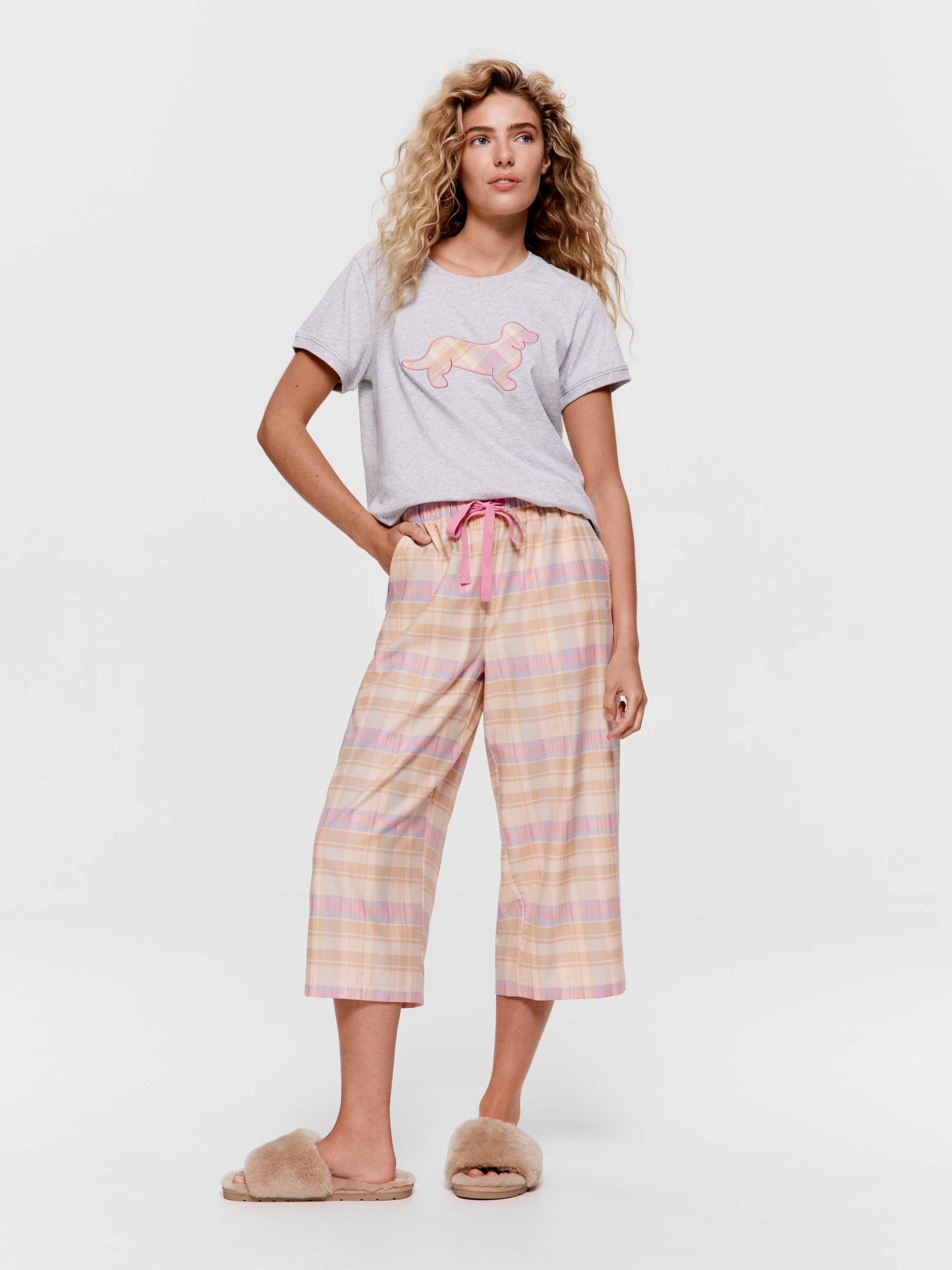 Toffee Check 3/4 Pj Pant multi image 0