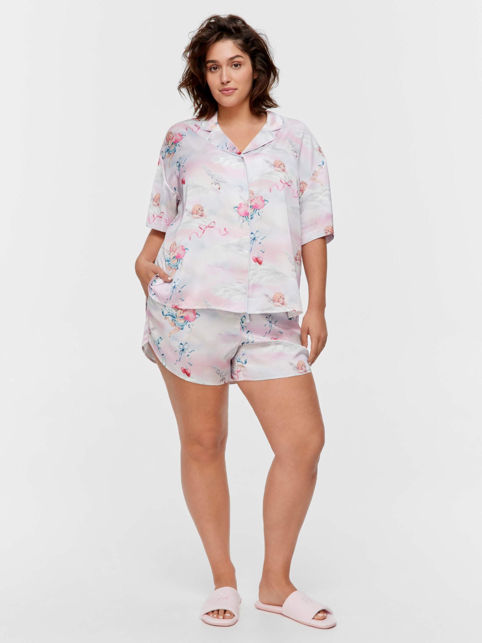 P.A. Plus Cherub Satin Shortie Pj Set Multi image 1