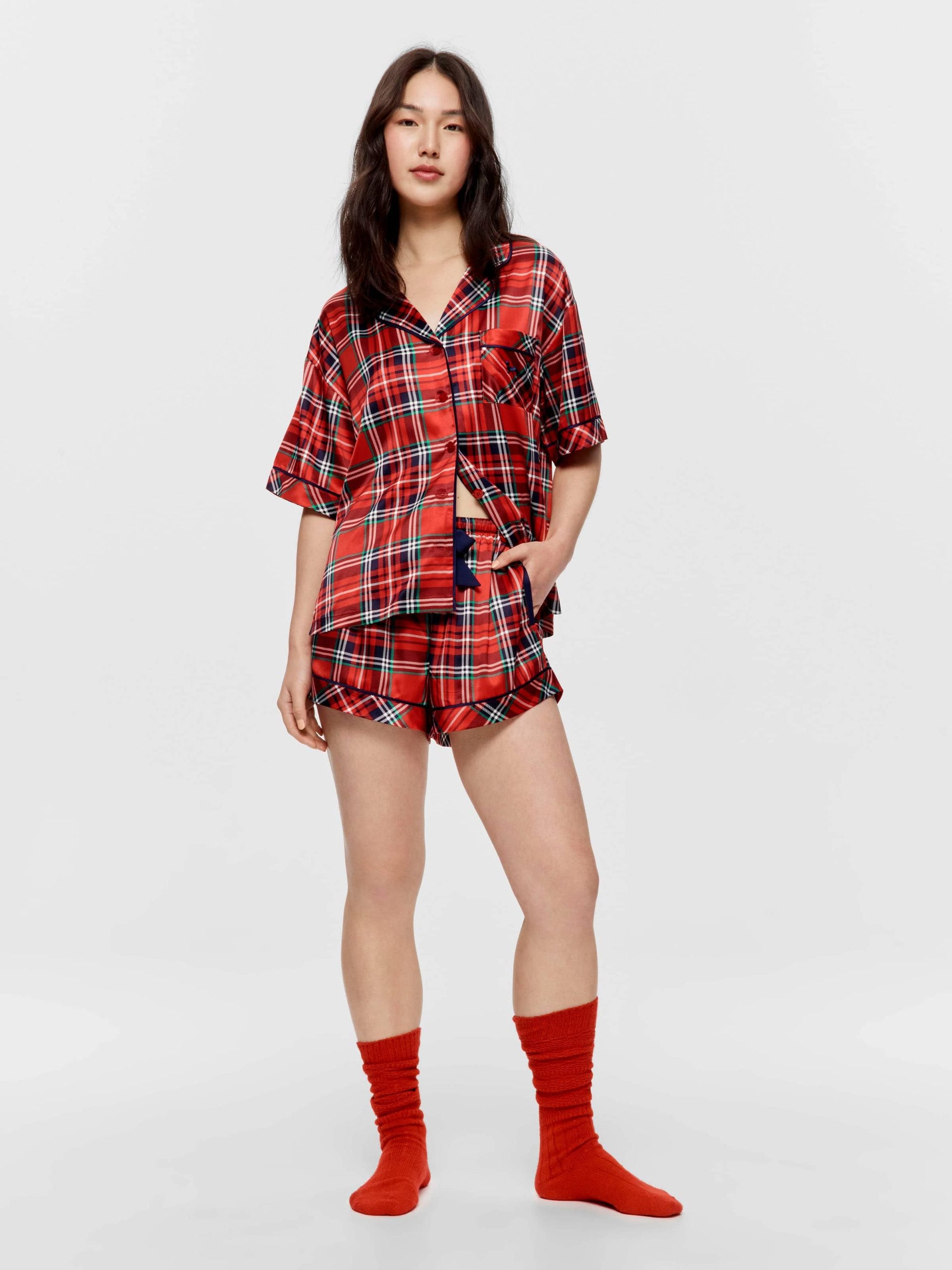 Red Tartan Satin Pj Set redtartan image 2