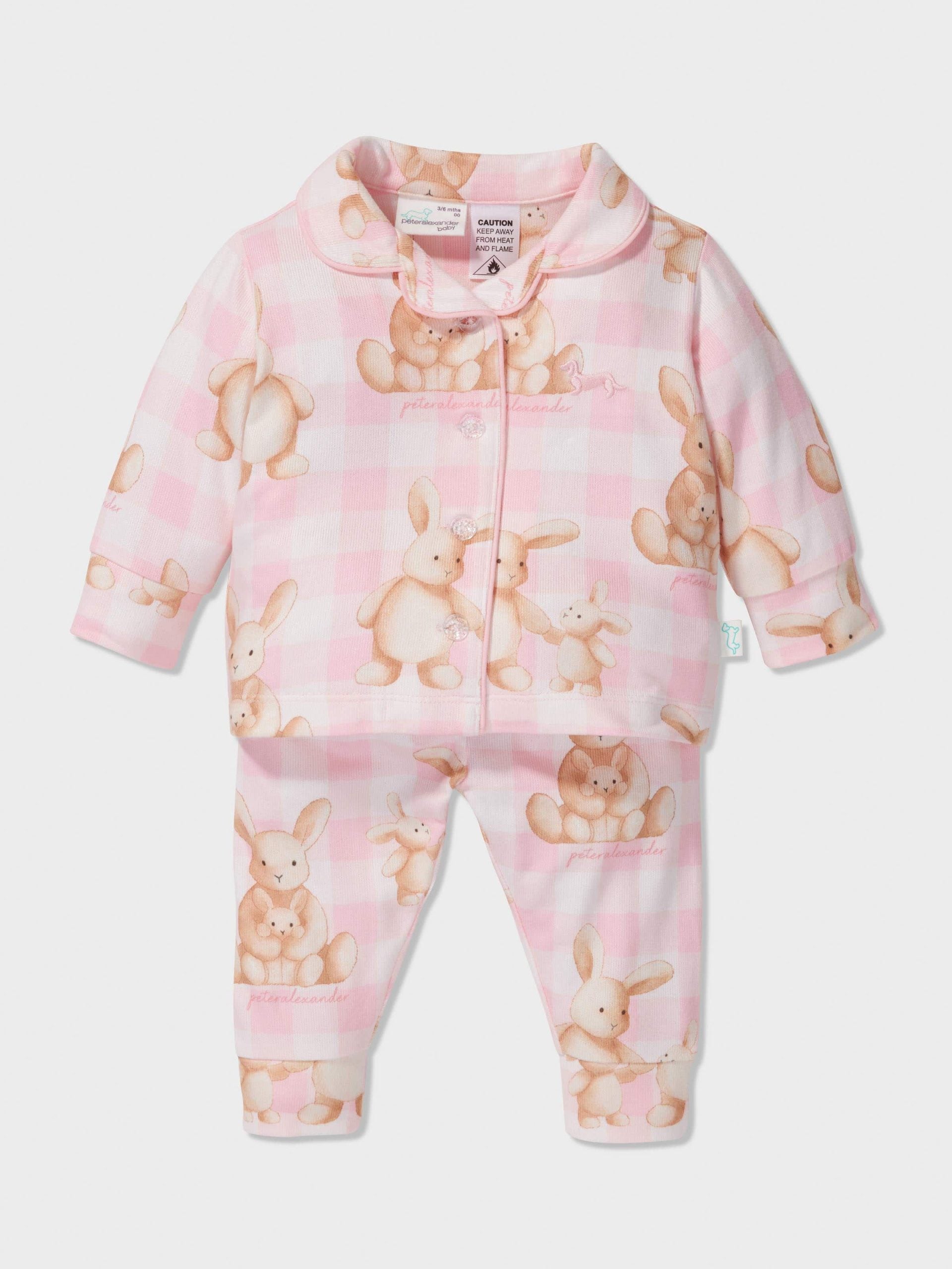 Baby Pink Check Bunny Pj Set multi image 0
