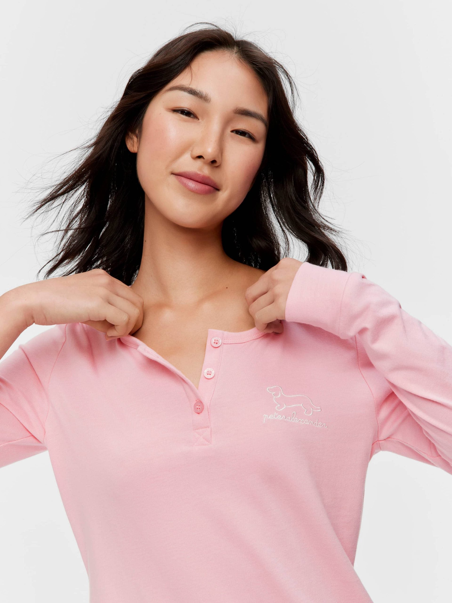 Pink Branded Henley Long Sleeve Top pink image 2