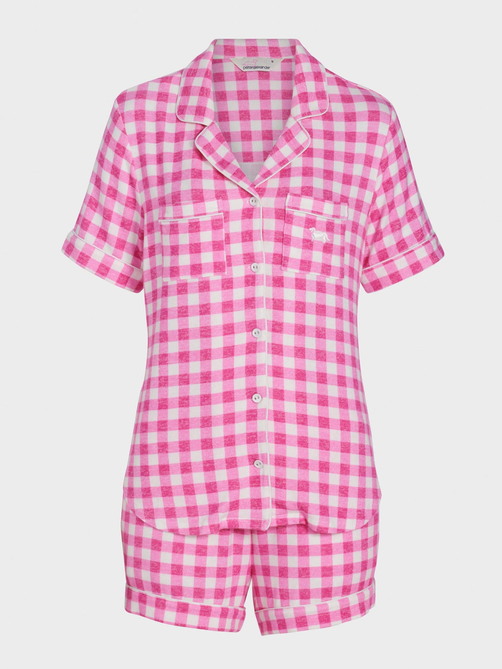 Pink Gingham Fuzzy Shortie Pj Set multi image 3