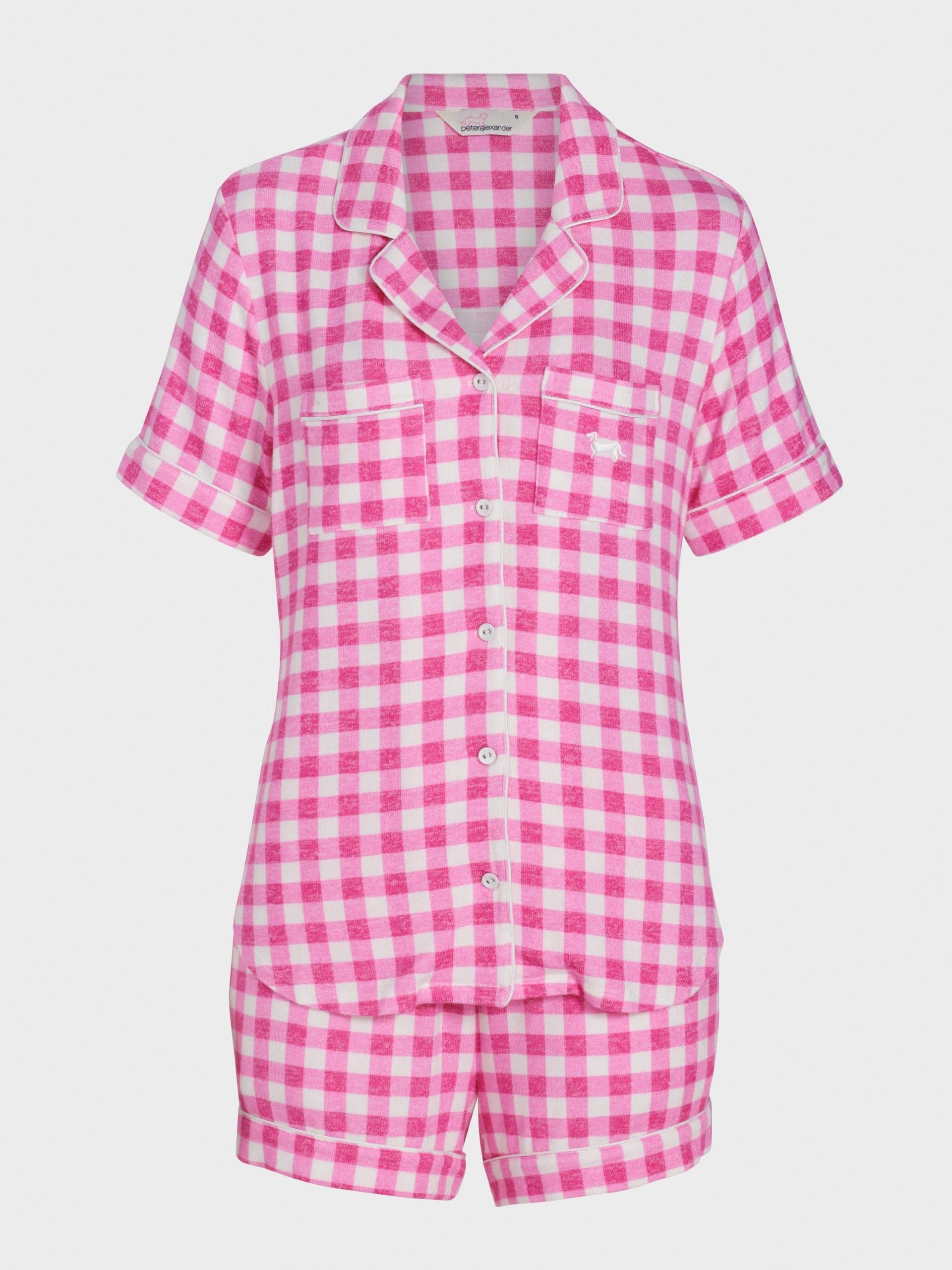 Pink Gingham Fuzzy Shortie Pj Set multi image 3