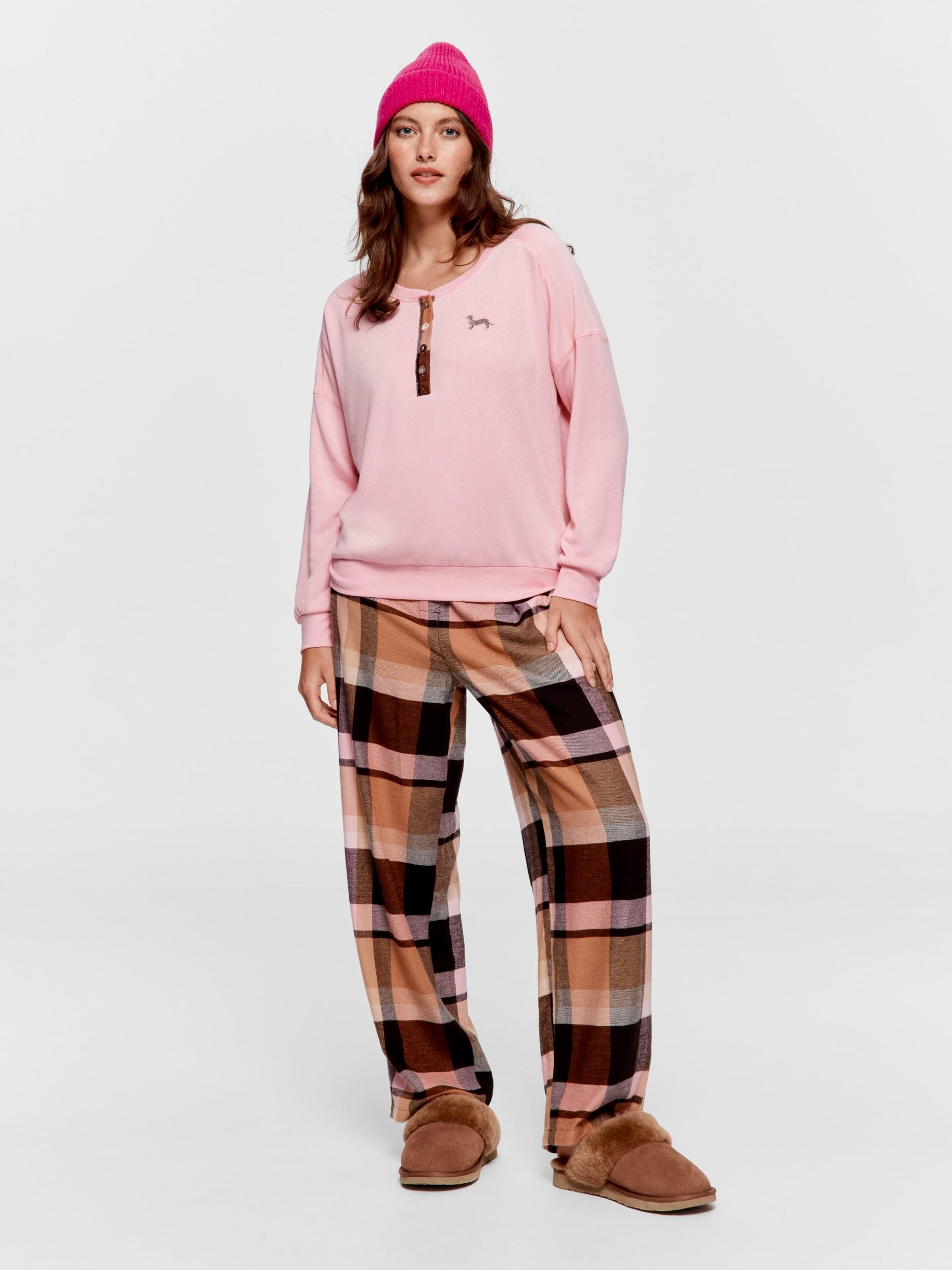 Check Henley Sweater pink image 2