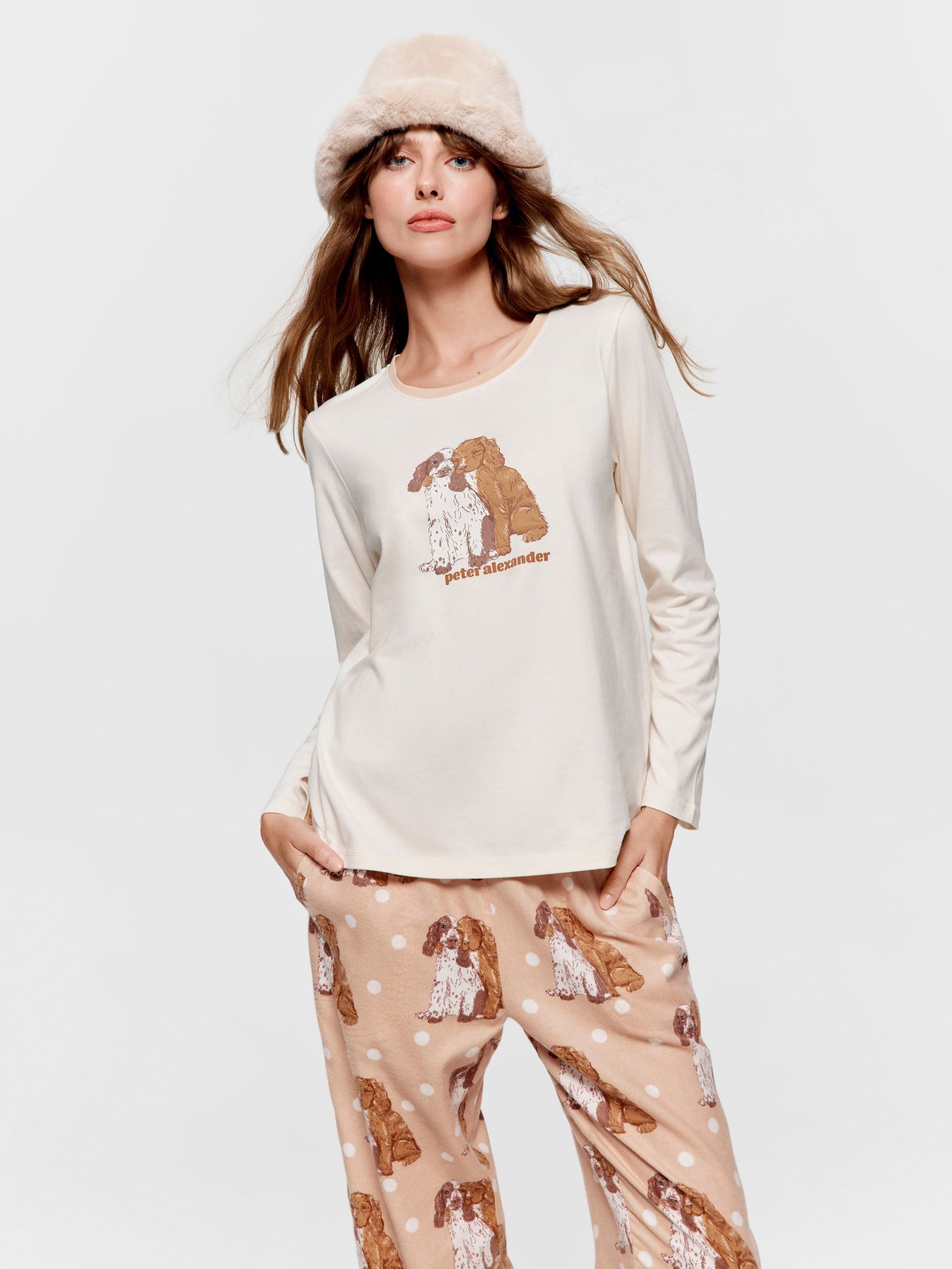 Puppy Love Long Sleeve Top Cream image 0