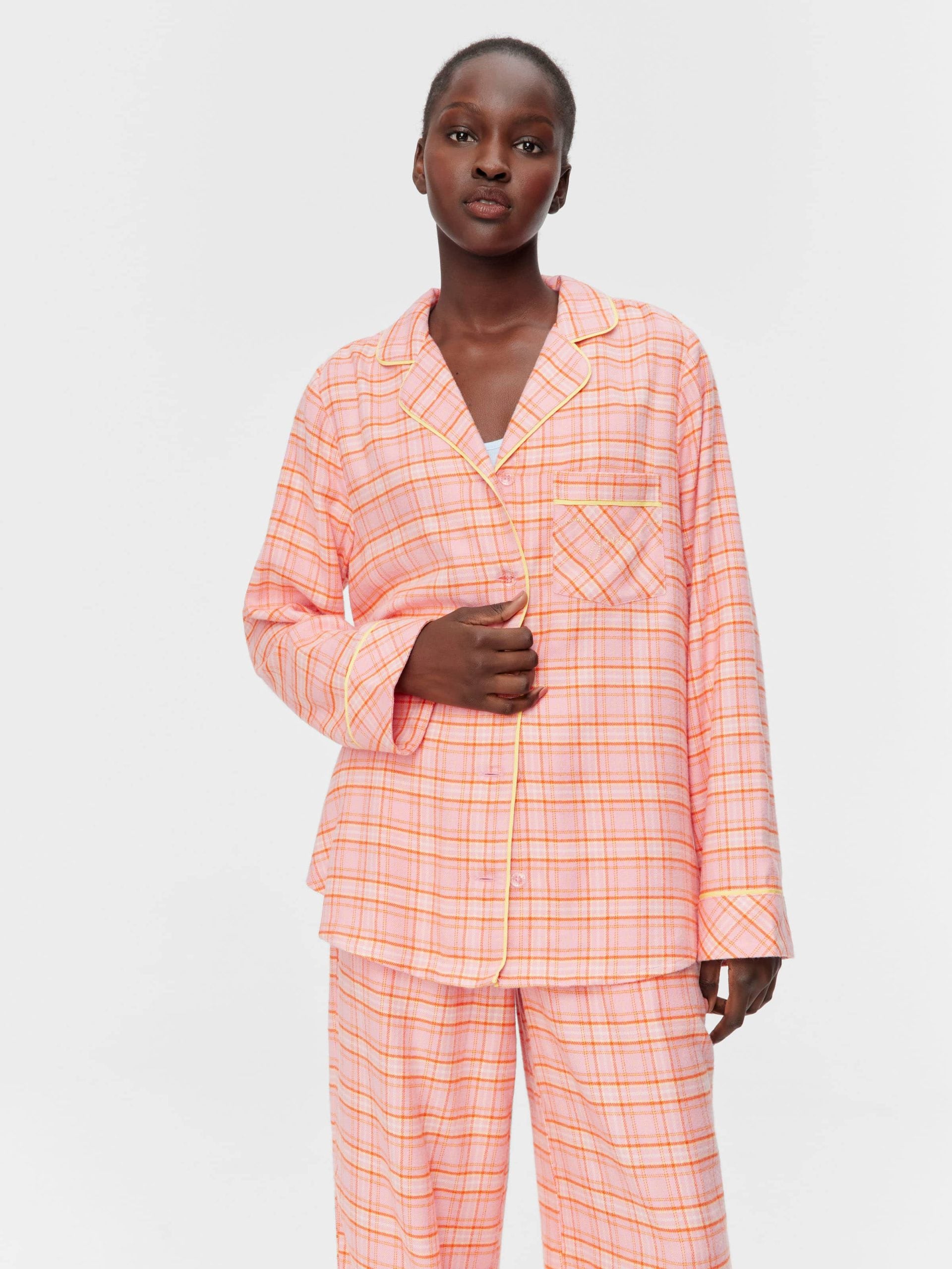 Pink &amp;amp; Yellow Check Bamboo Flannelette Classic Pj Set Multi image 1