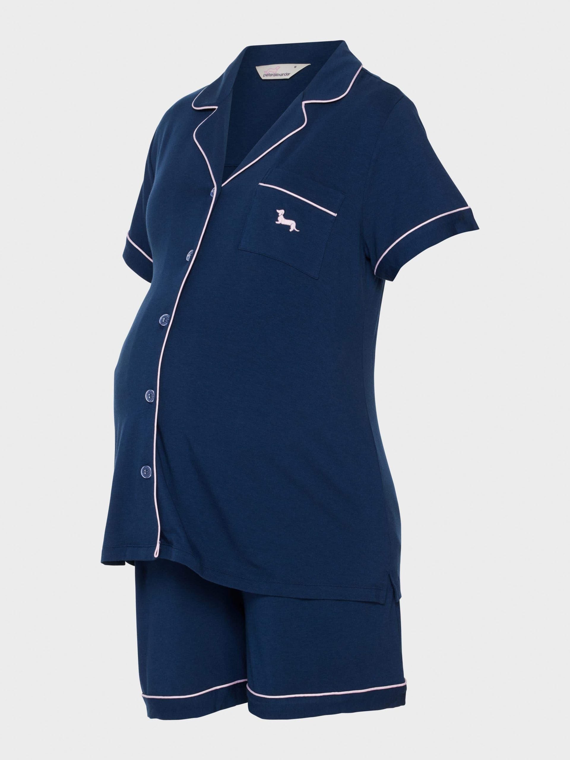 Maternity Navy Comfy Over The Bump Shortie Pj Set navy image 3