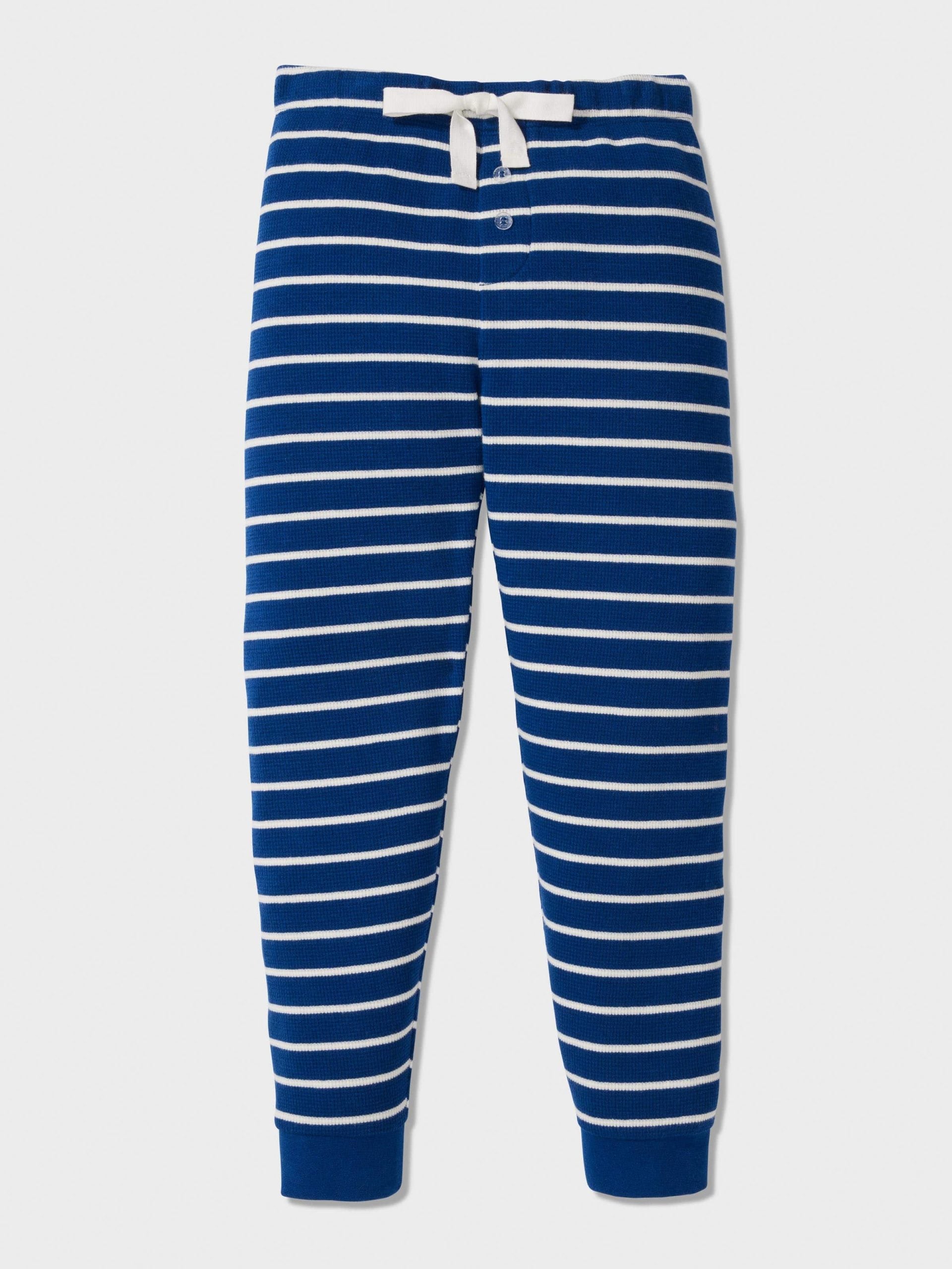 Jnr Boys Waffle Stripe Long Pj Set Navy image 3