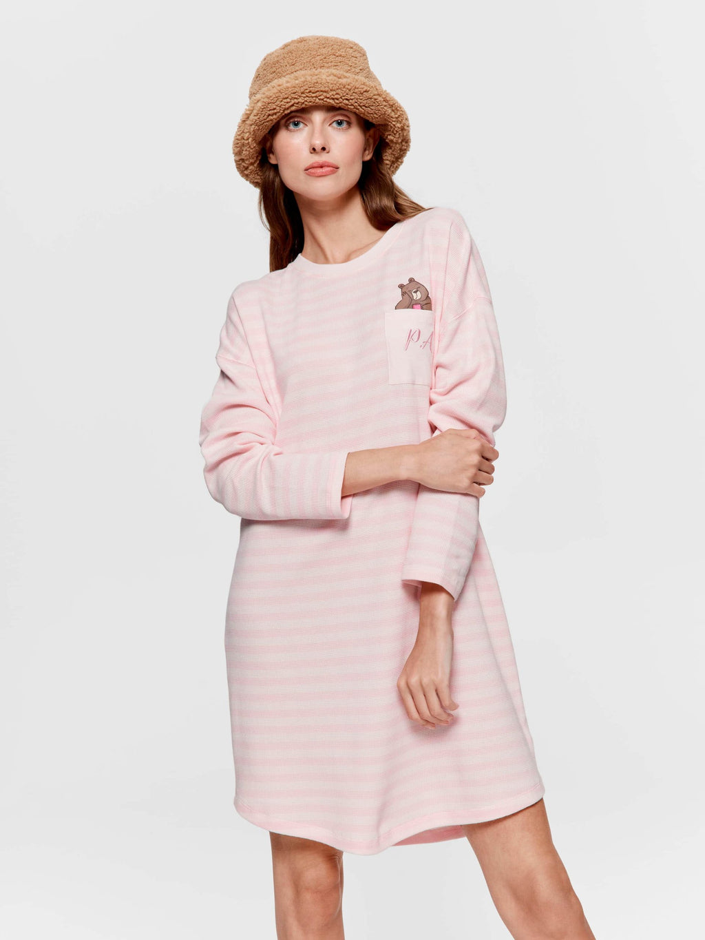 Waffle Stripe Sleepy Bear Nightie multi image 2