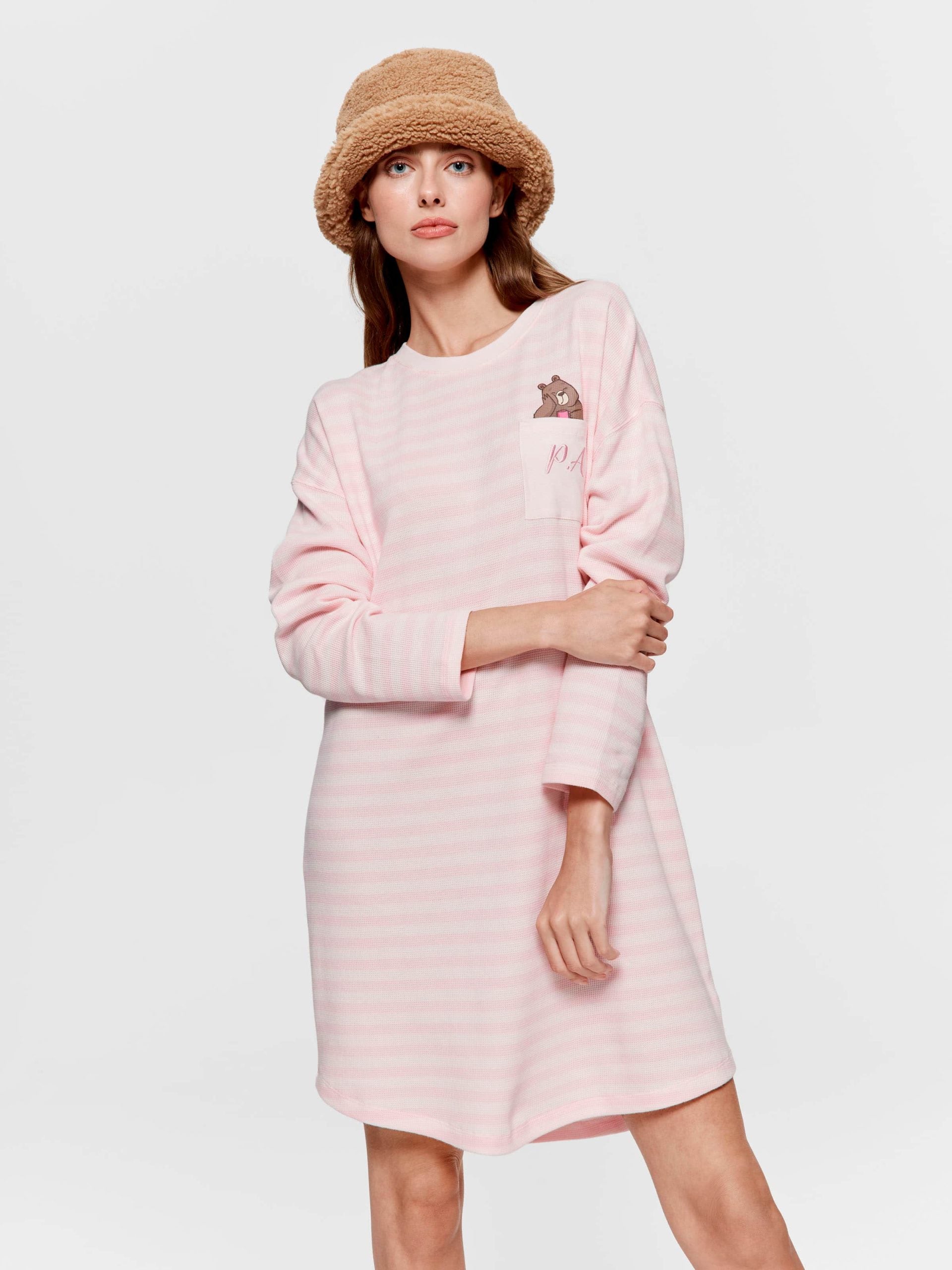 Waffle Stripe Sleepy Bear Nightie multi image 2