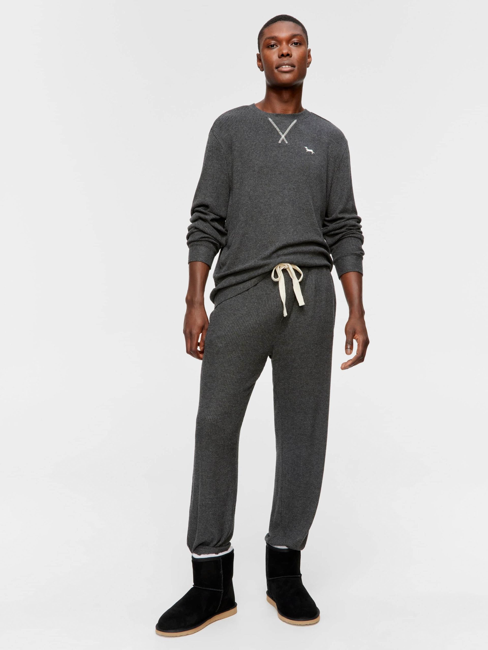 Charcoal Brushed Rib Pj Pant charcoal image 1