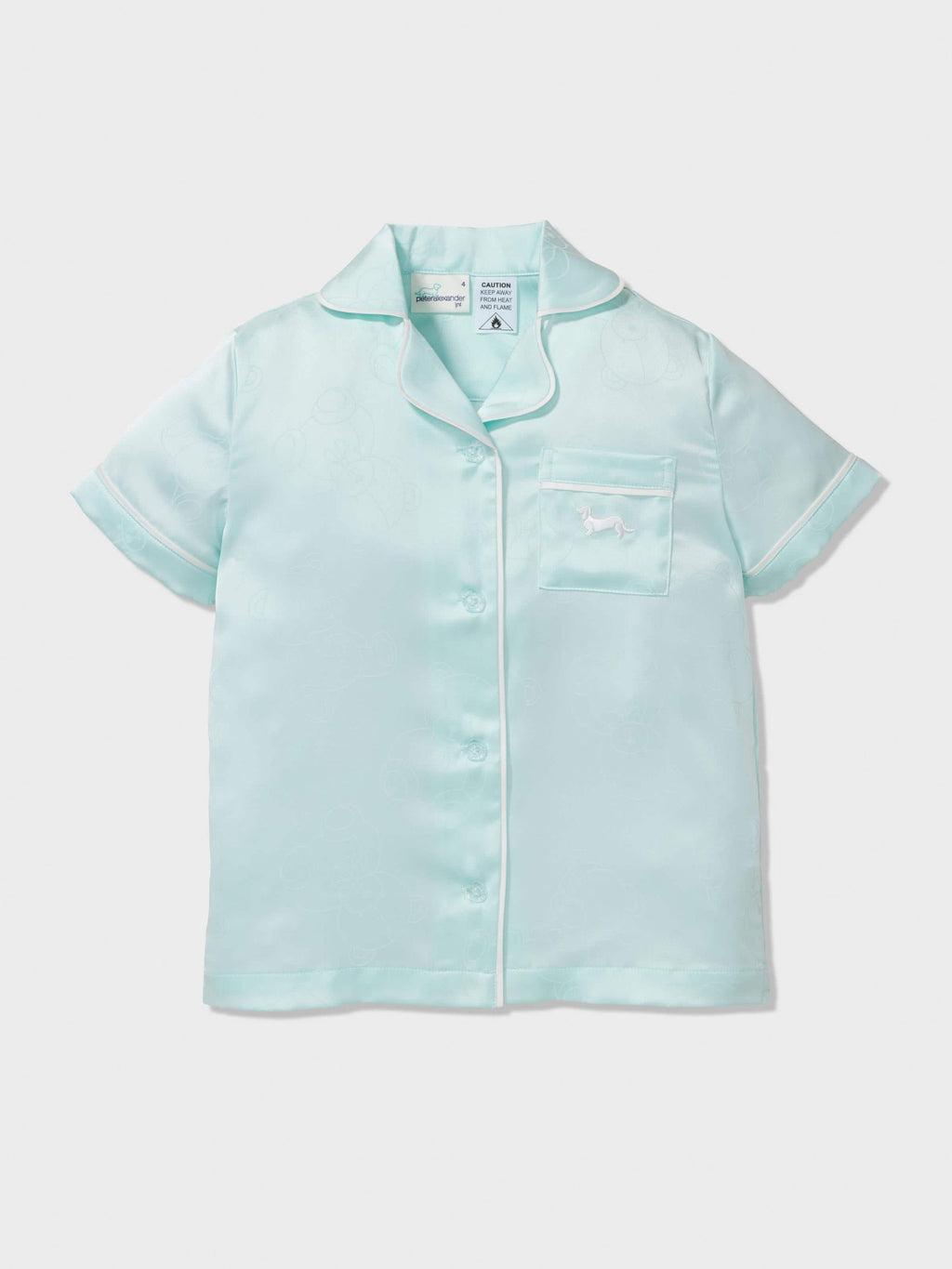 Jnr Girls Teddy Bear Satin Classic Shortie Pj Set mint image 2