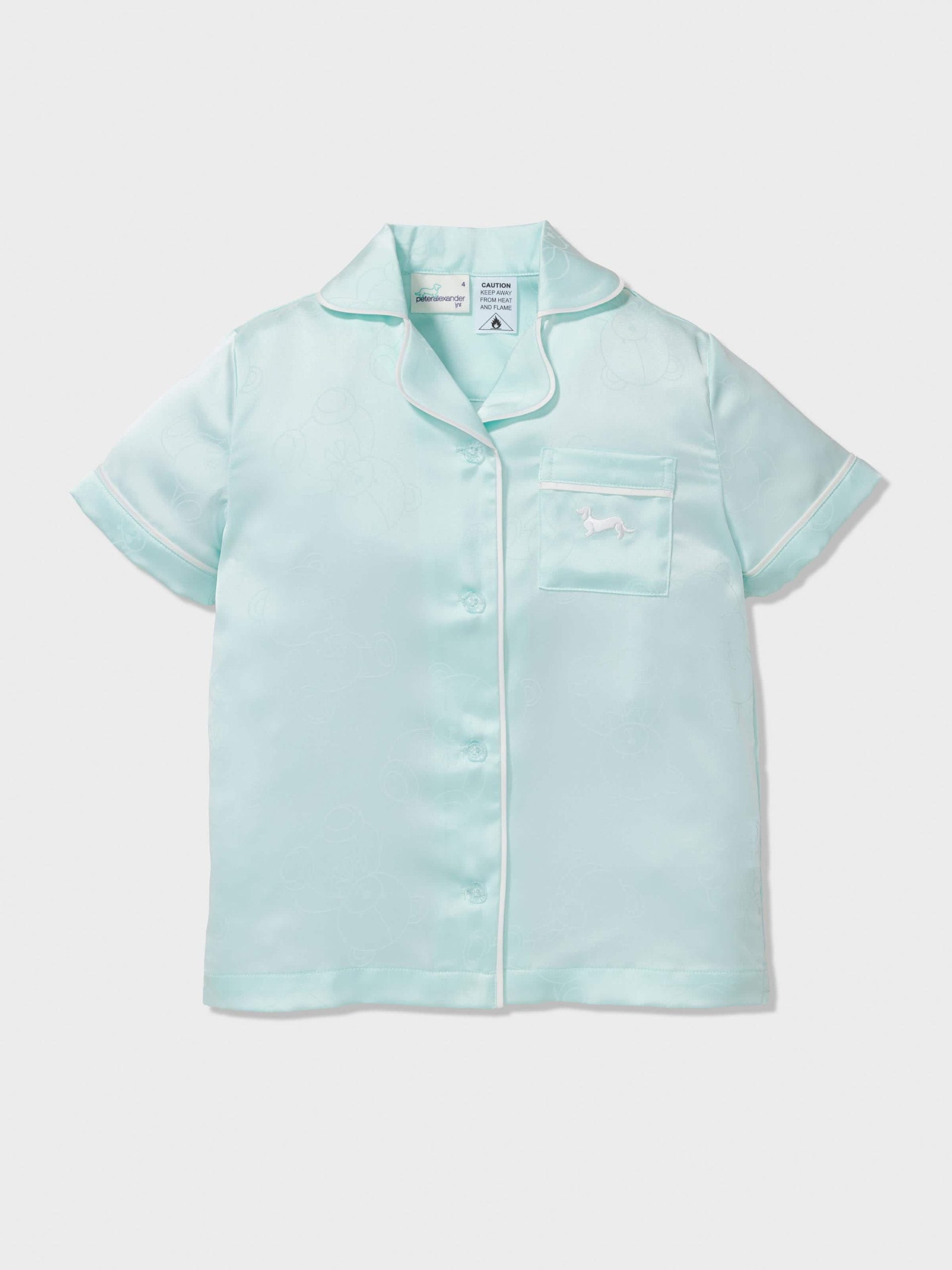 Jnr Girls Teddy Bear Satin Classic Shortie Pj Set mint image 2
