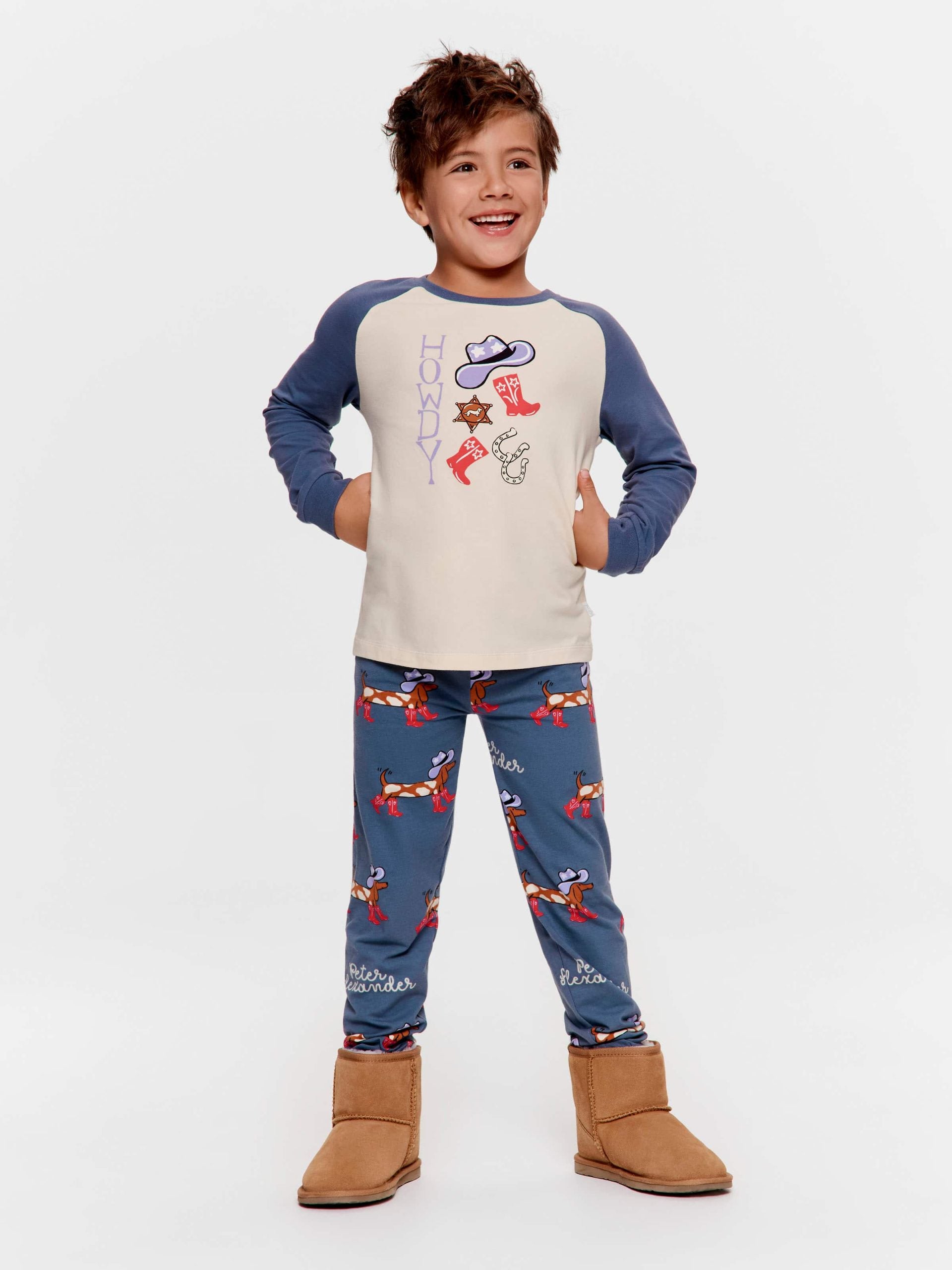 Jnr Boys Cowboy Penny Long Pj Set Blue image 0