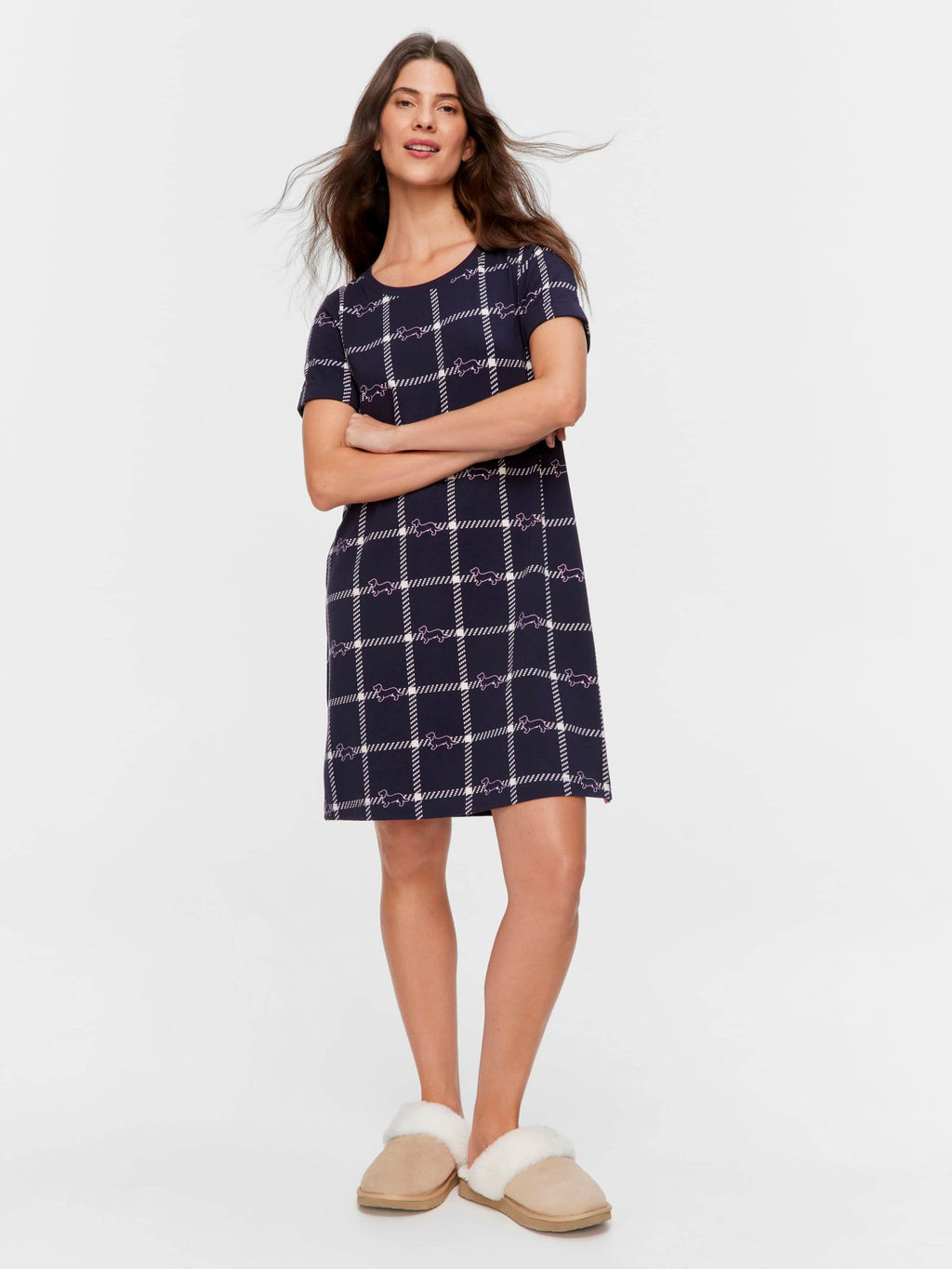 Penny Windowpane Sleep Tee navy image 1