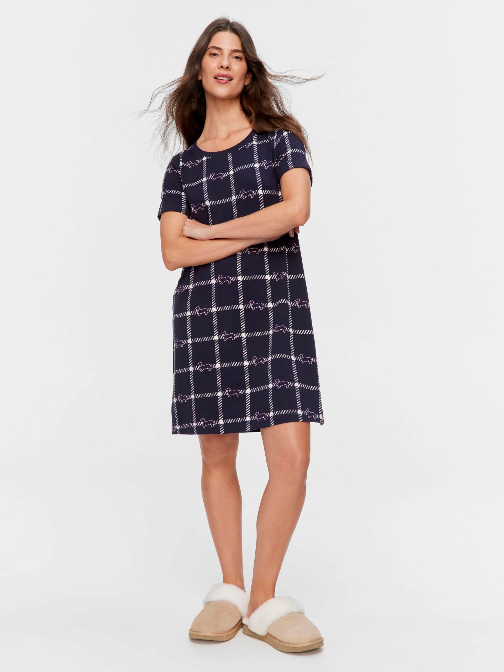 Penny Windowpane Sleep Tee navy image 1
