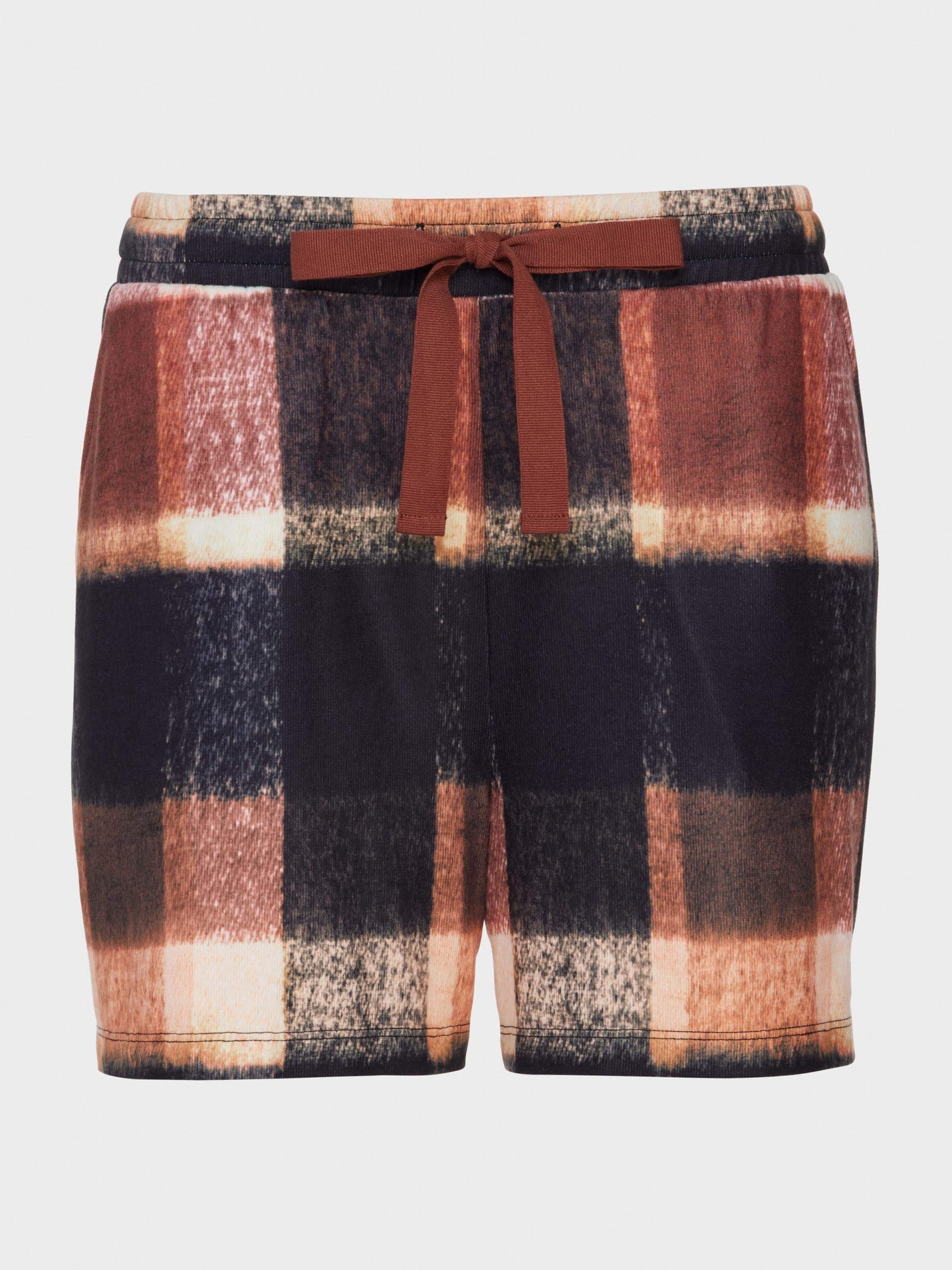 Brown Check Plush Long Short multi image 3