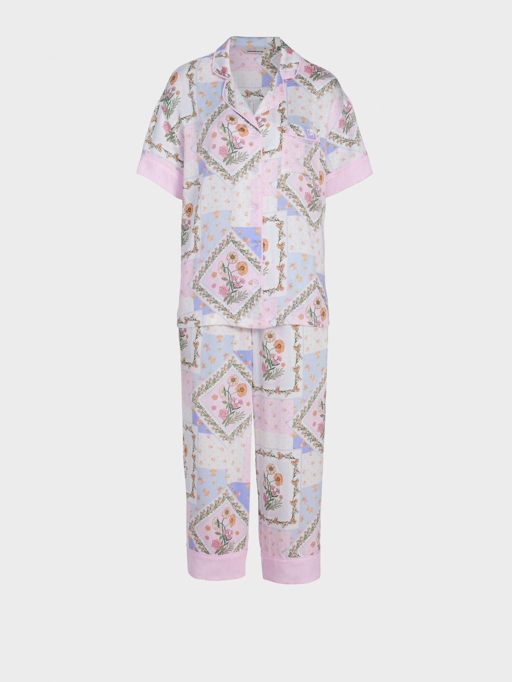 Floral Scarf Short Sleeve & 3/4 Pant Pj Set multi image 4