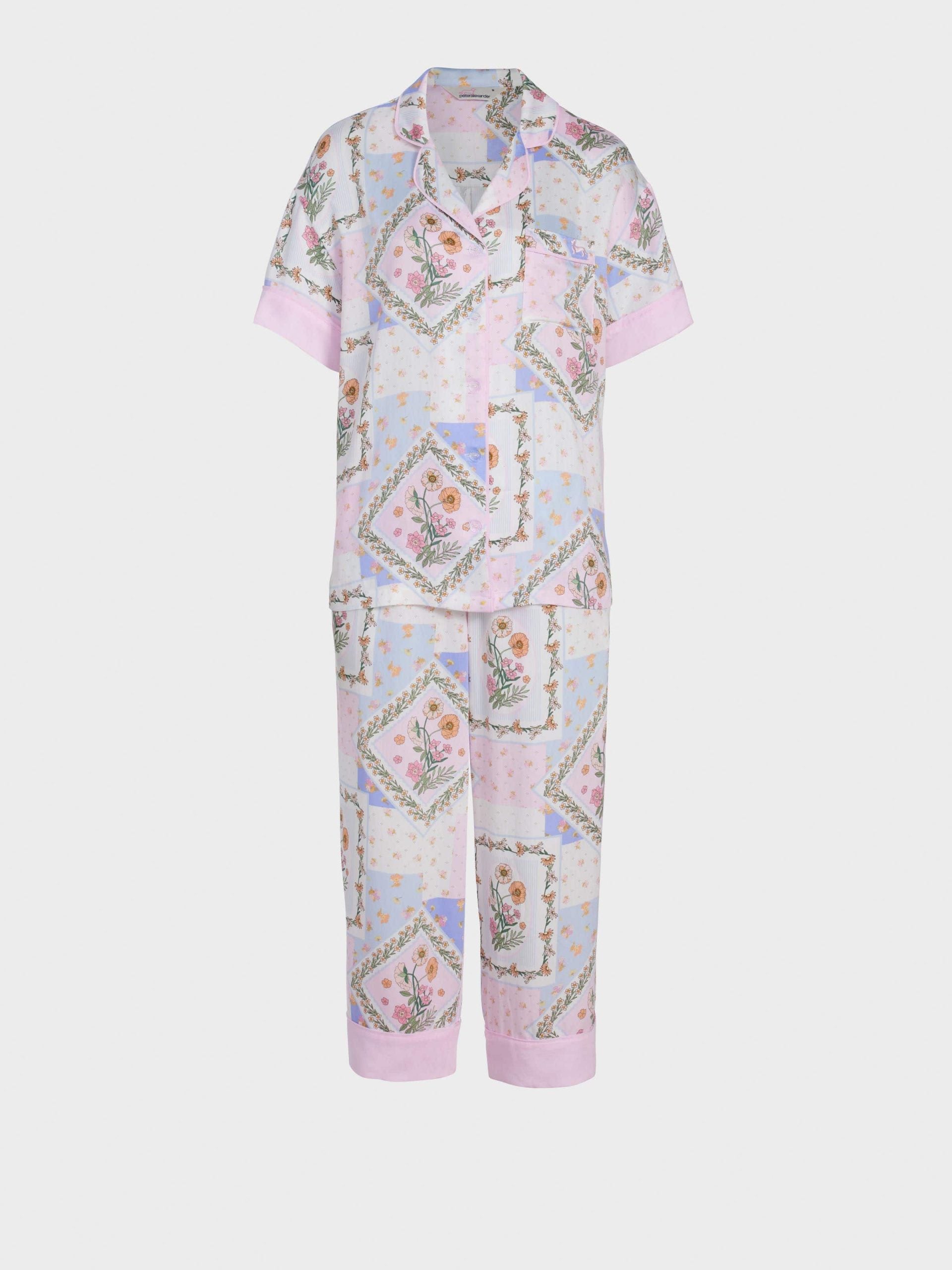 Floral Scarf Short Sleeve & 3/4 Pant Pj Set multi image 4