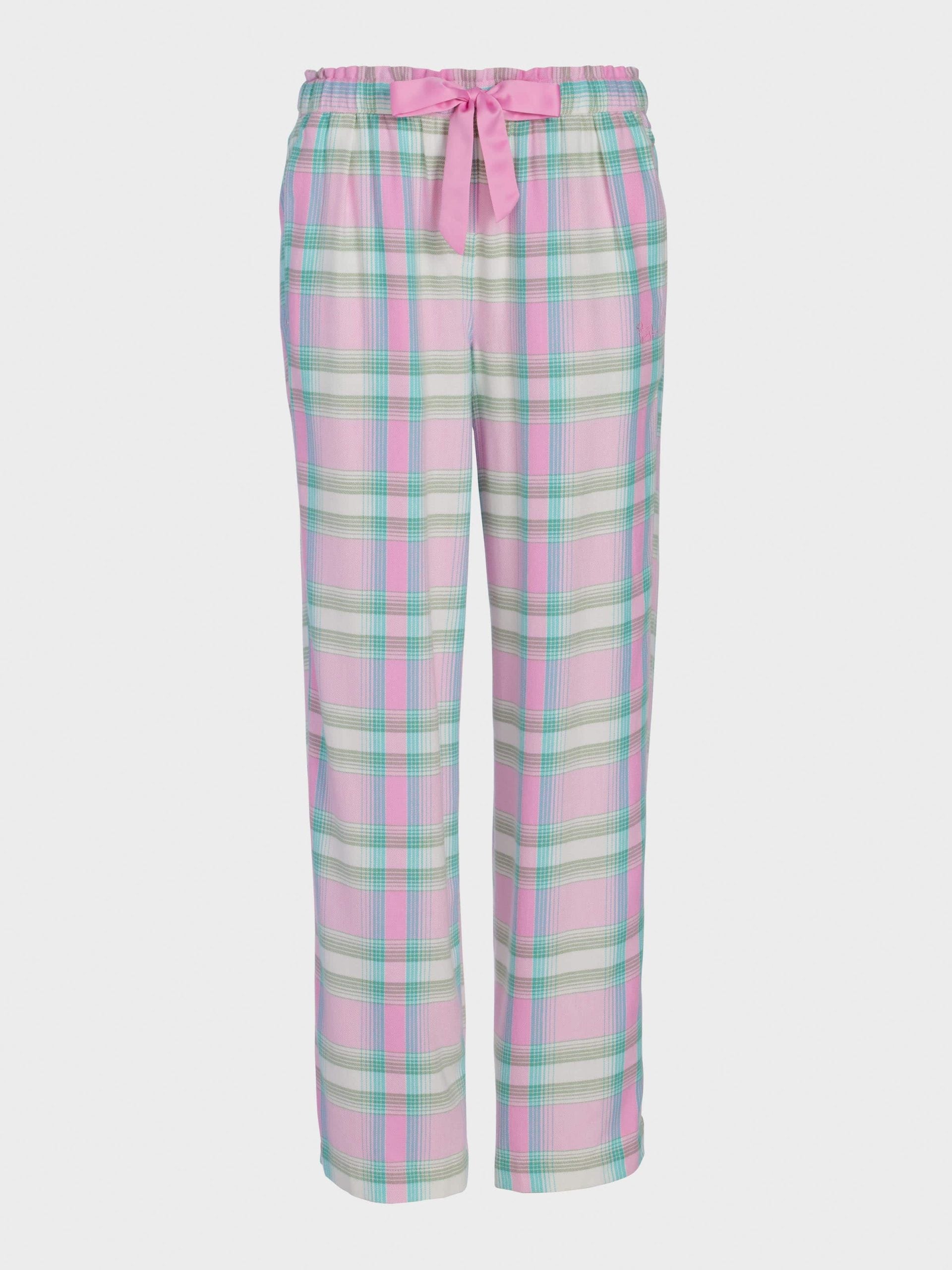 Pink Check Wide Leg Bamboo Flannelette Pj Pant Multi image 3