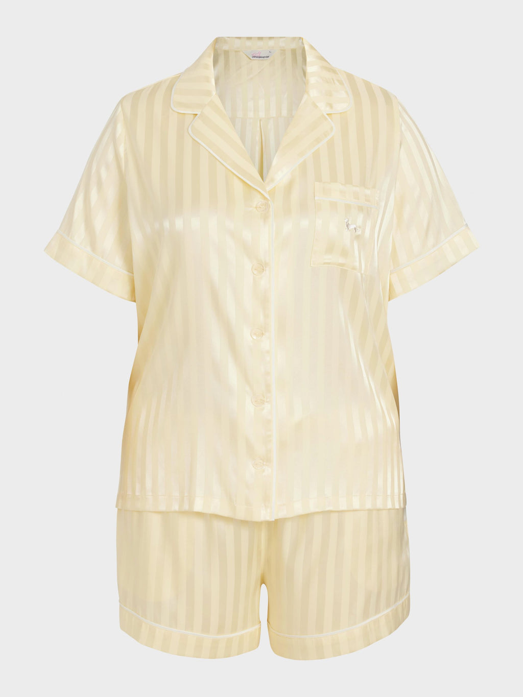 P.A. Plus Butter Stripe Chic Satin Shortie Pj Set Butter image 4