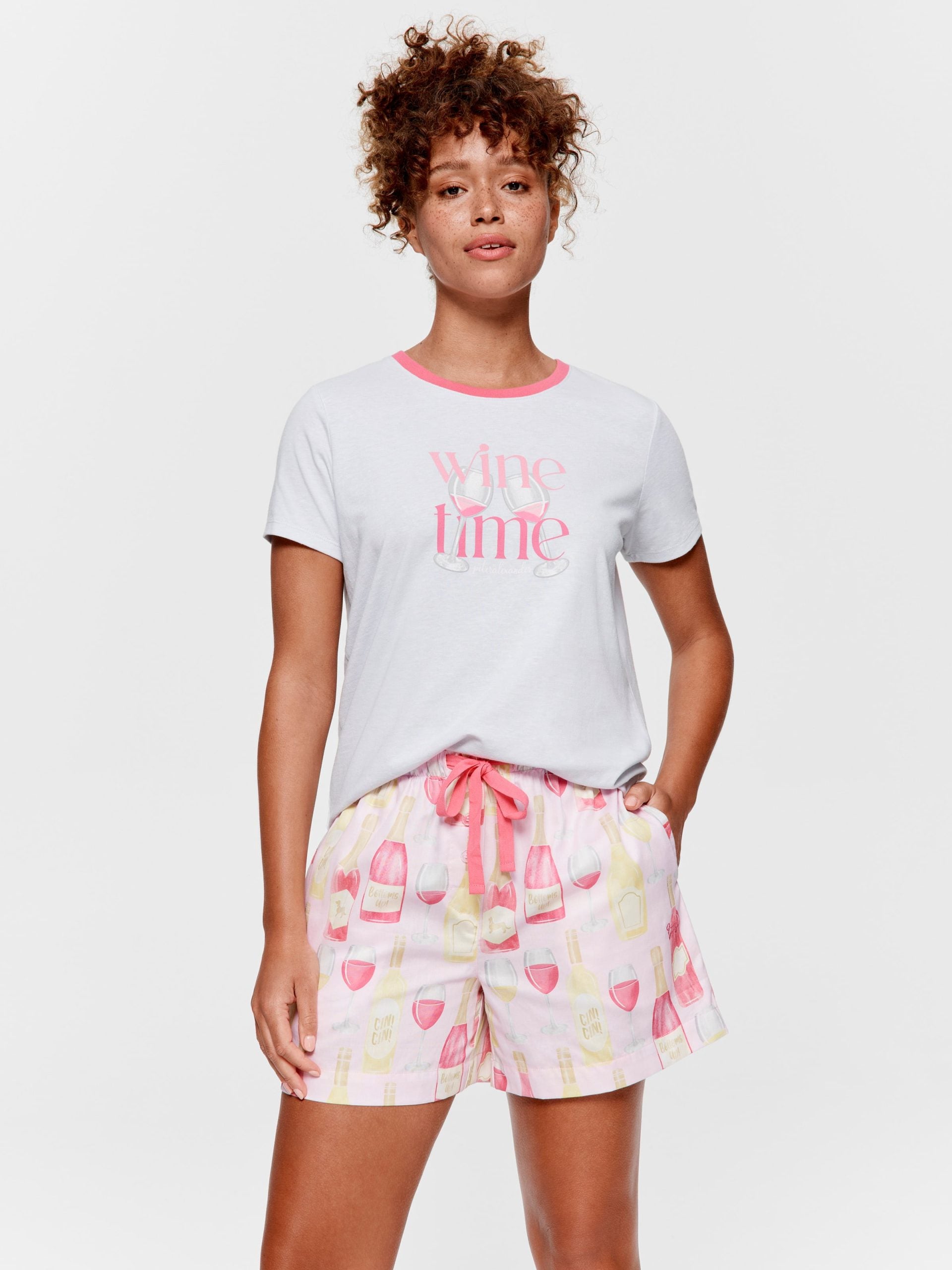 Wine Time 100% Cotton Mid Short multi image 0