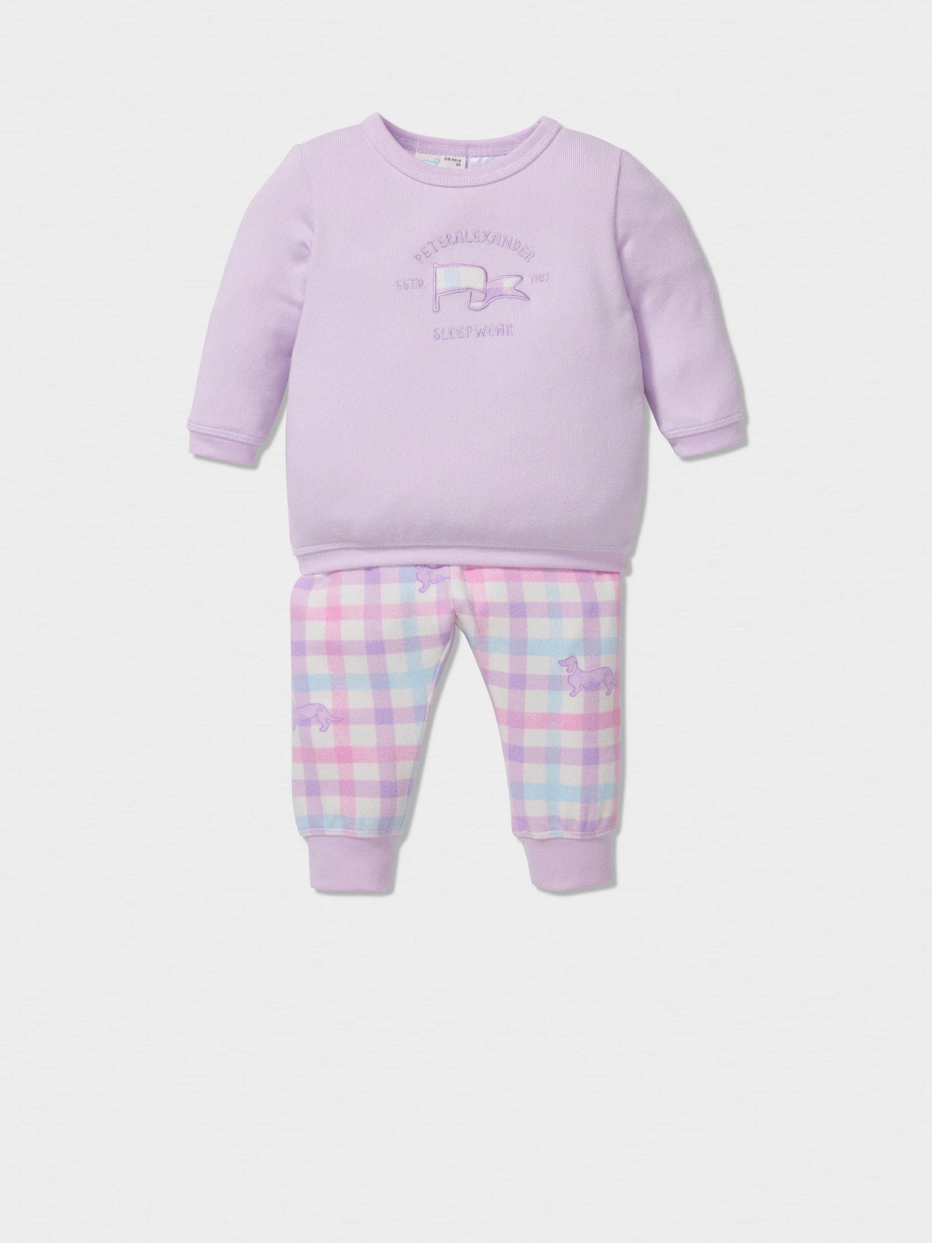 Baby Pastel Check Long Pj Set lilac image 0