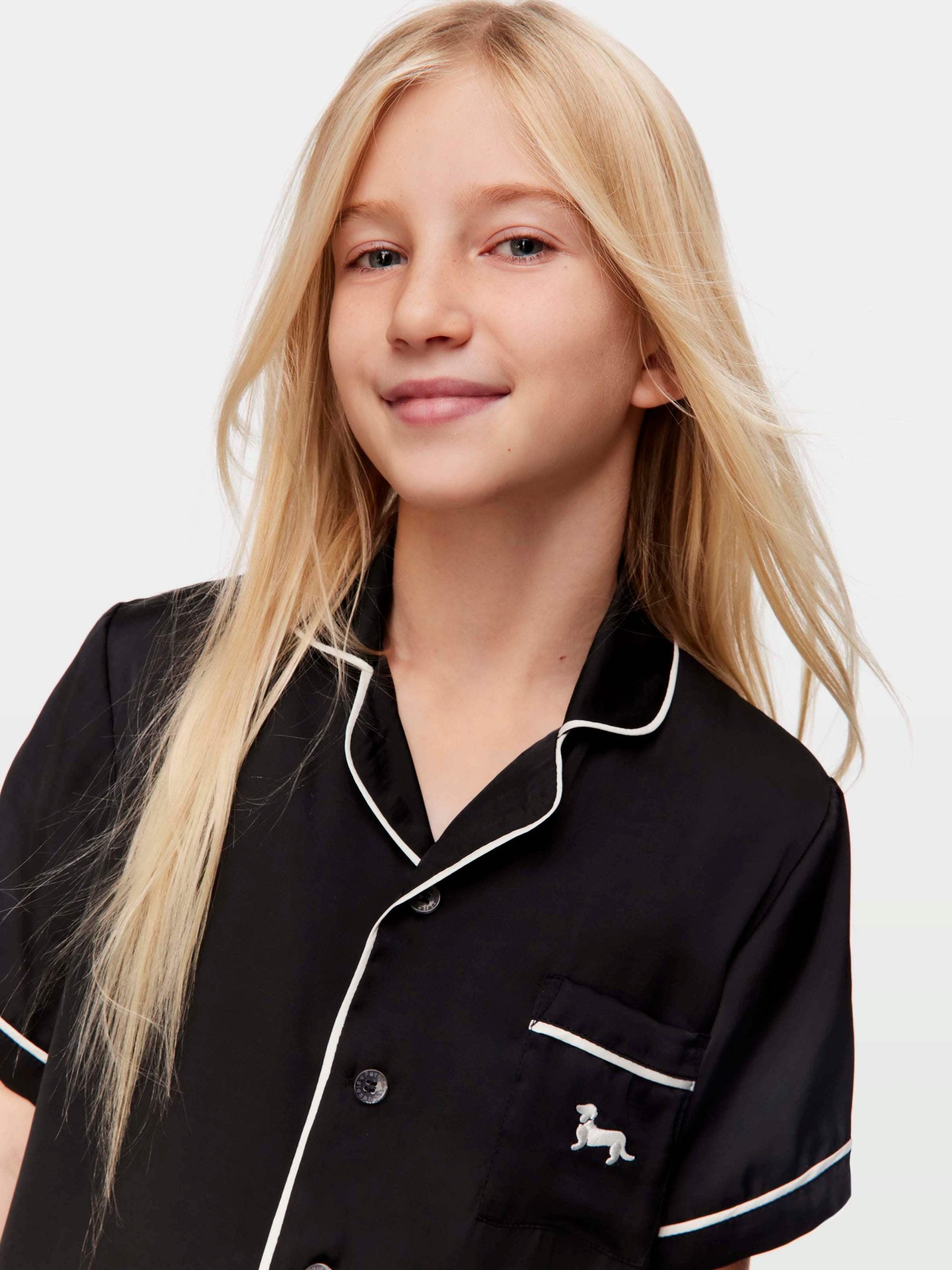 Kids Black Satin Pj Set black image 2