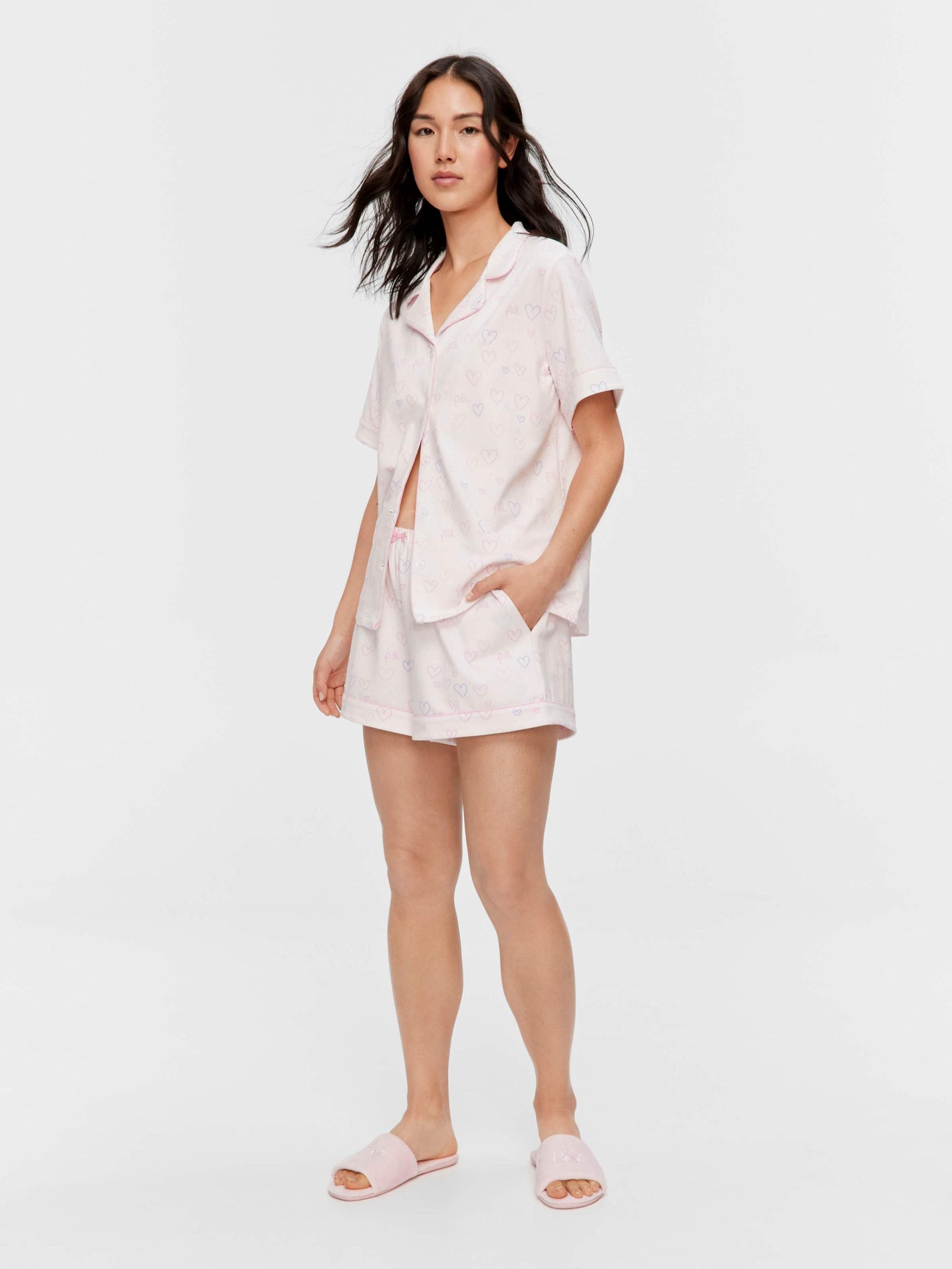 Pastel Hearts Shortie Pj Set multi image 2