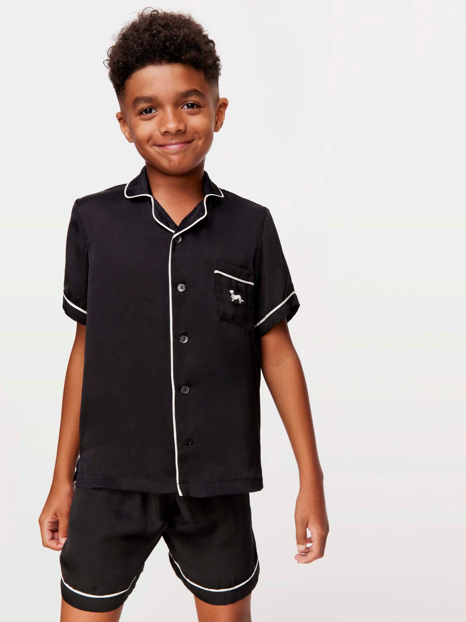 Kids Black Satin Pj Set black image 3