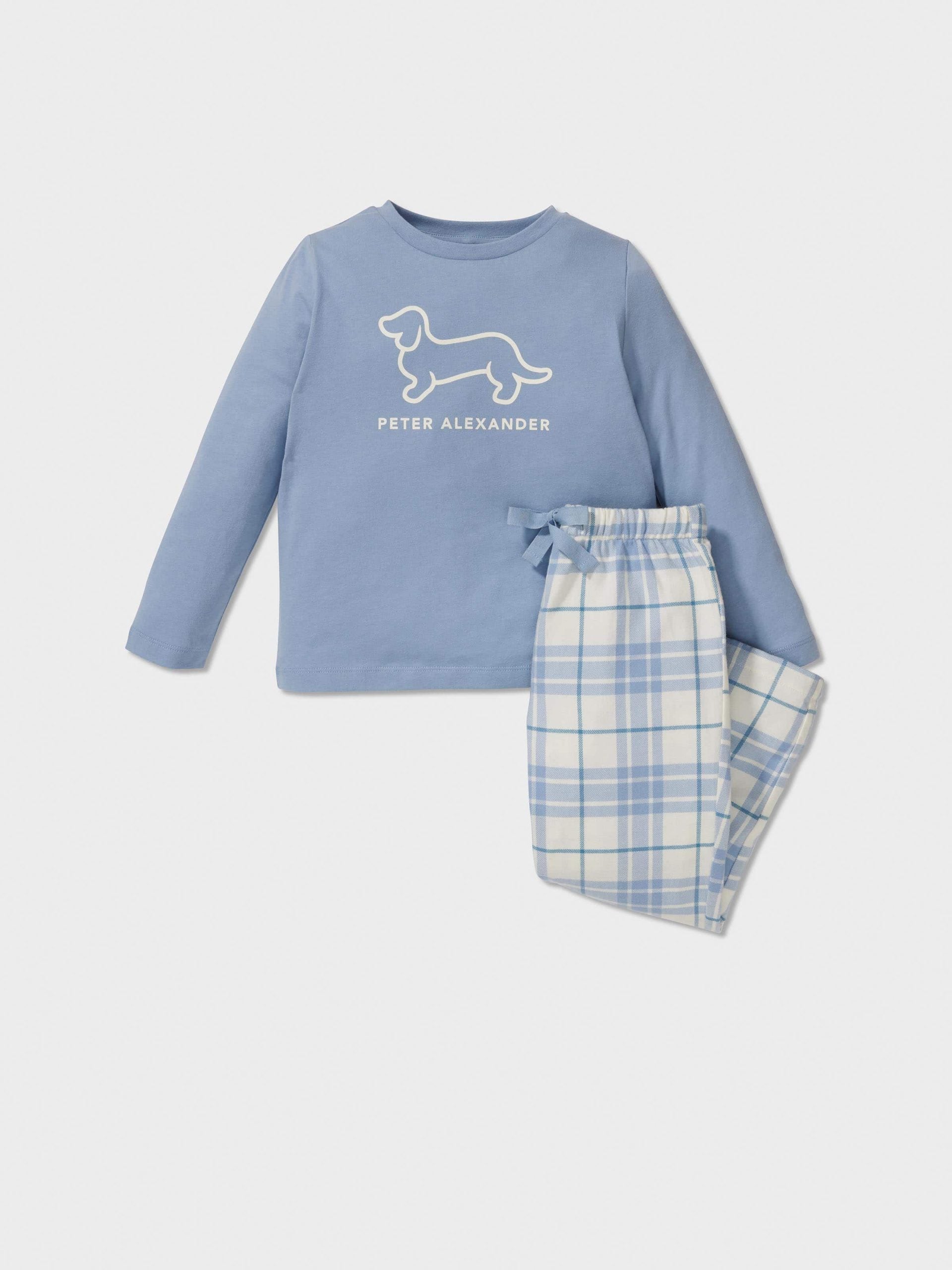 Jnr Boys Blue Check Long Pj Set multi image 0