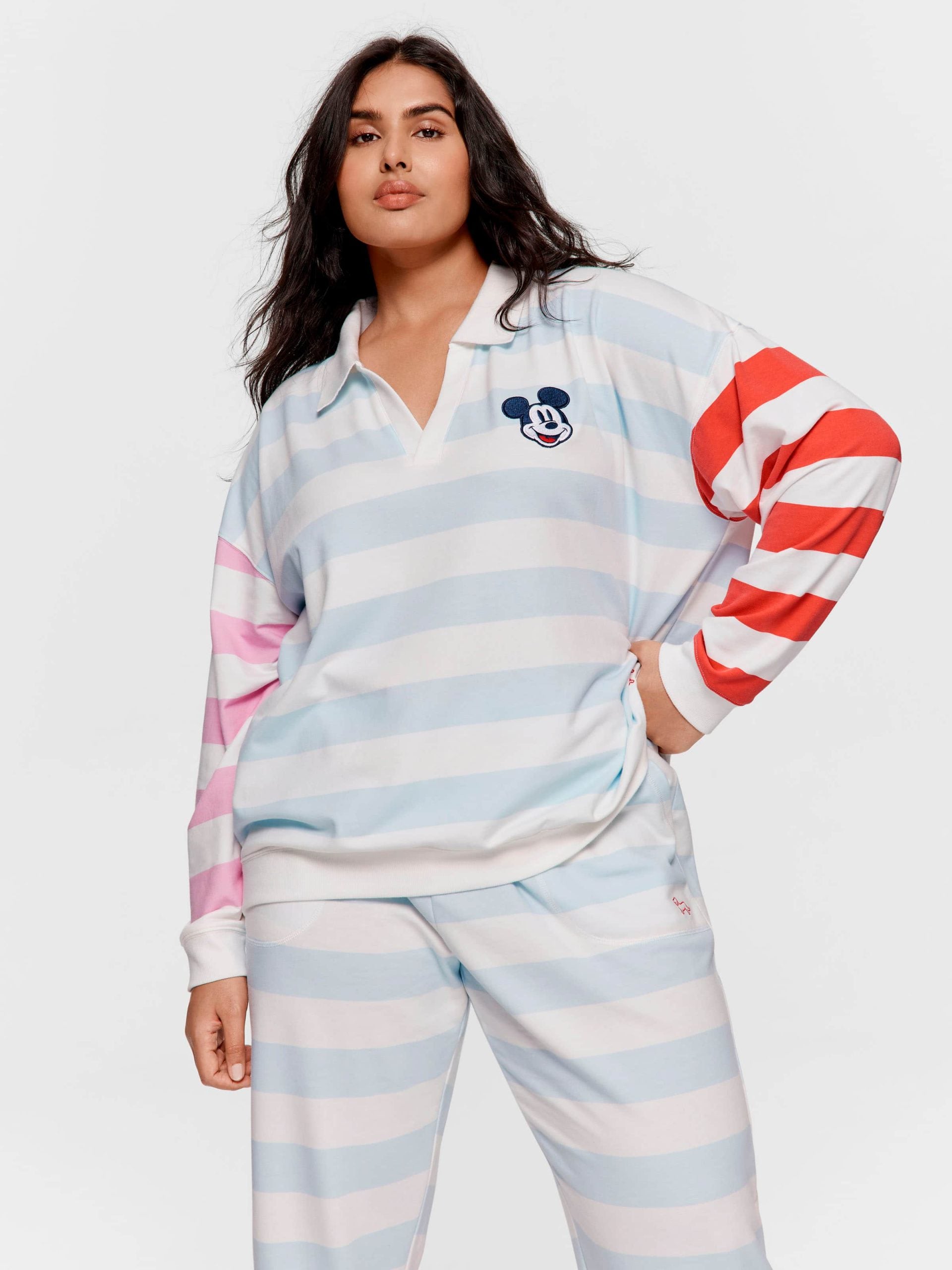 P.A. Plus Pastel Stripe Mickey Mouse Collared Sweater Multi image 1