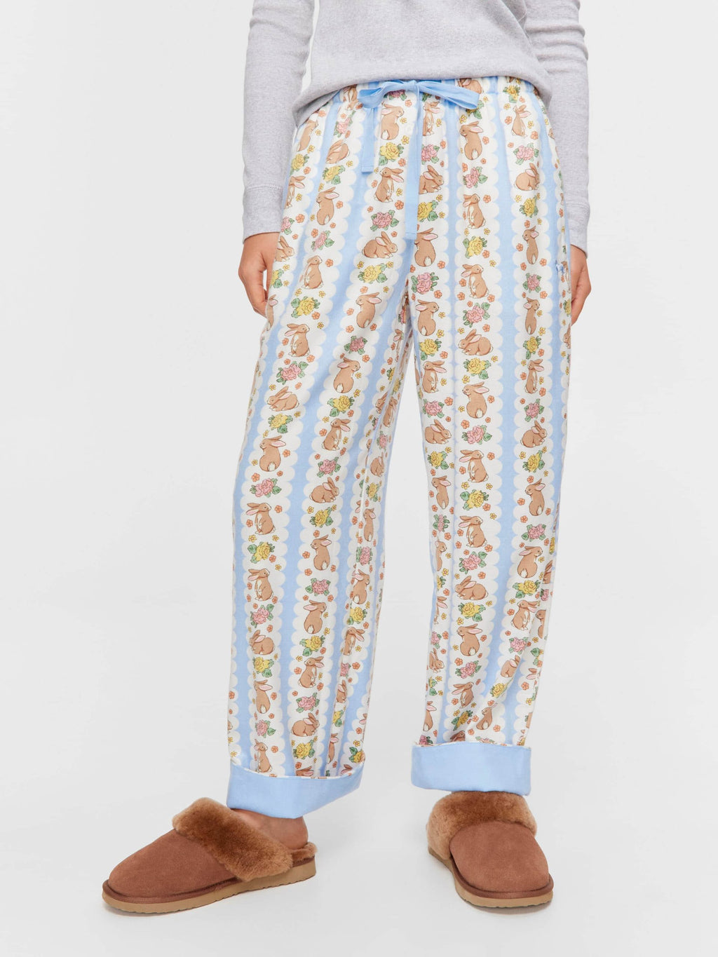 Lilac Bunny Bamboo Flannelette Long Roll Up Pj Pant multi image 1