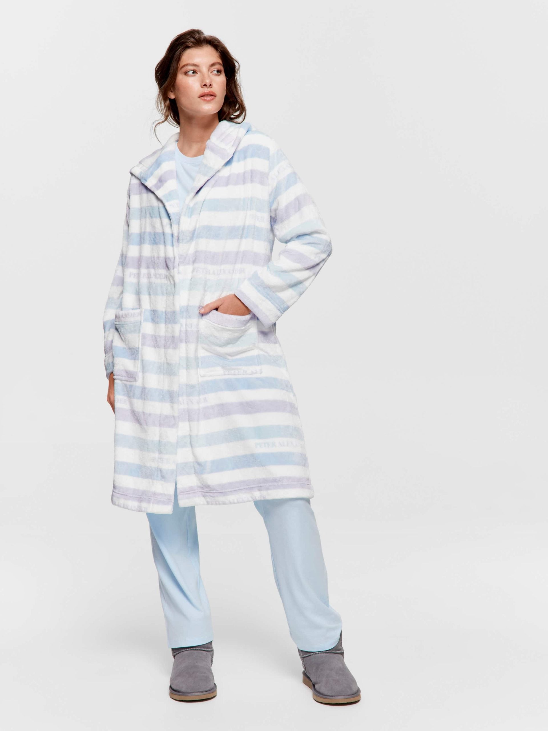 P.A. Branded Stripe Hooded Gown multi image 2
