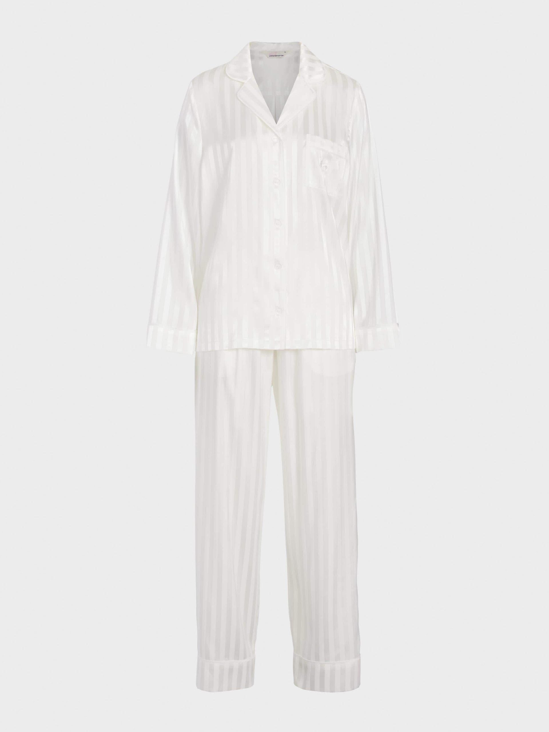 White Stripe Chic Satin Long Sleeve Pj Set white image 4