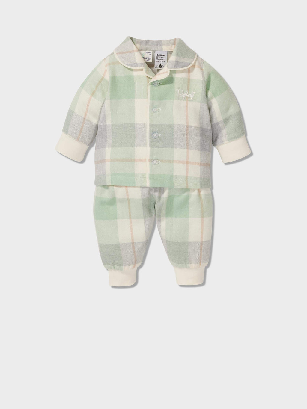 Baby Mint Check Bamboo Flannelette Classic Pj Set mint image 0