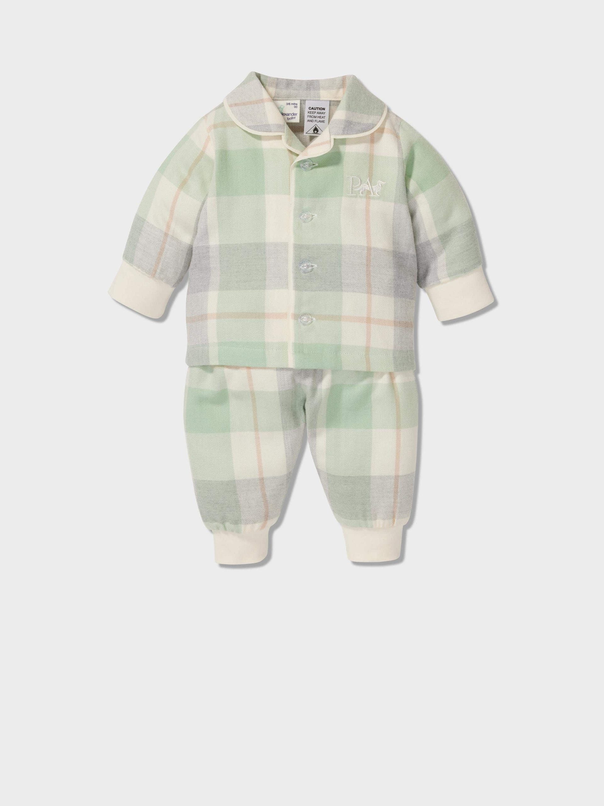 Baby Mint Check Bamboo Flannelette Classic Pj Set mint image 0