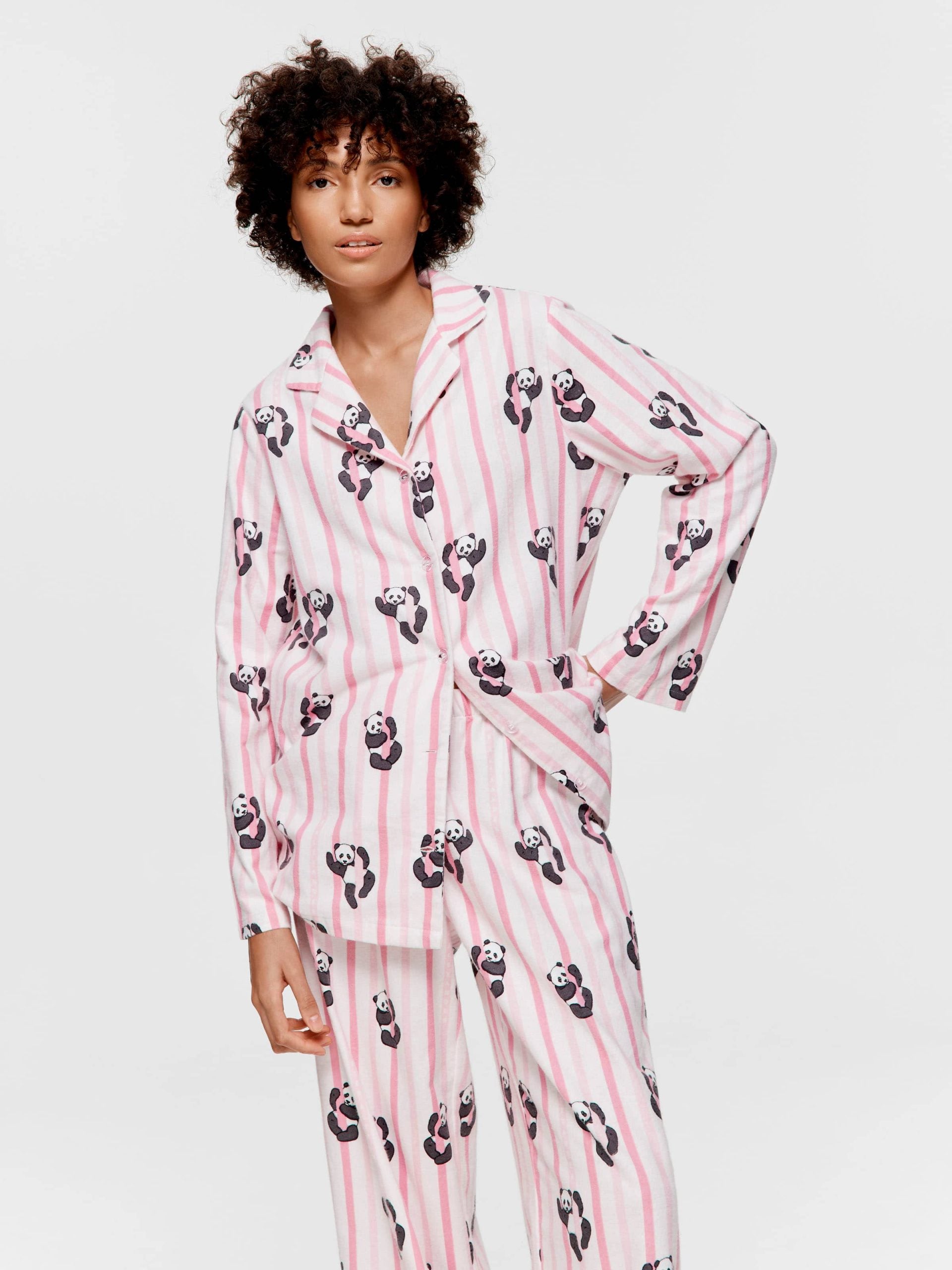 Panda Stripe Classic Flannelette Pj Set multi image 2